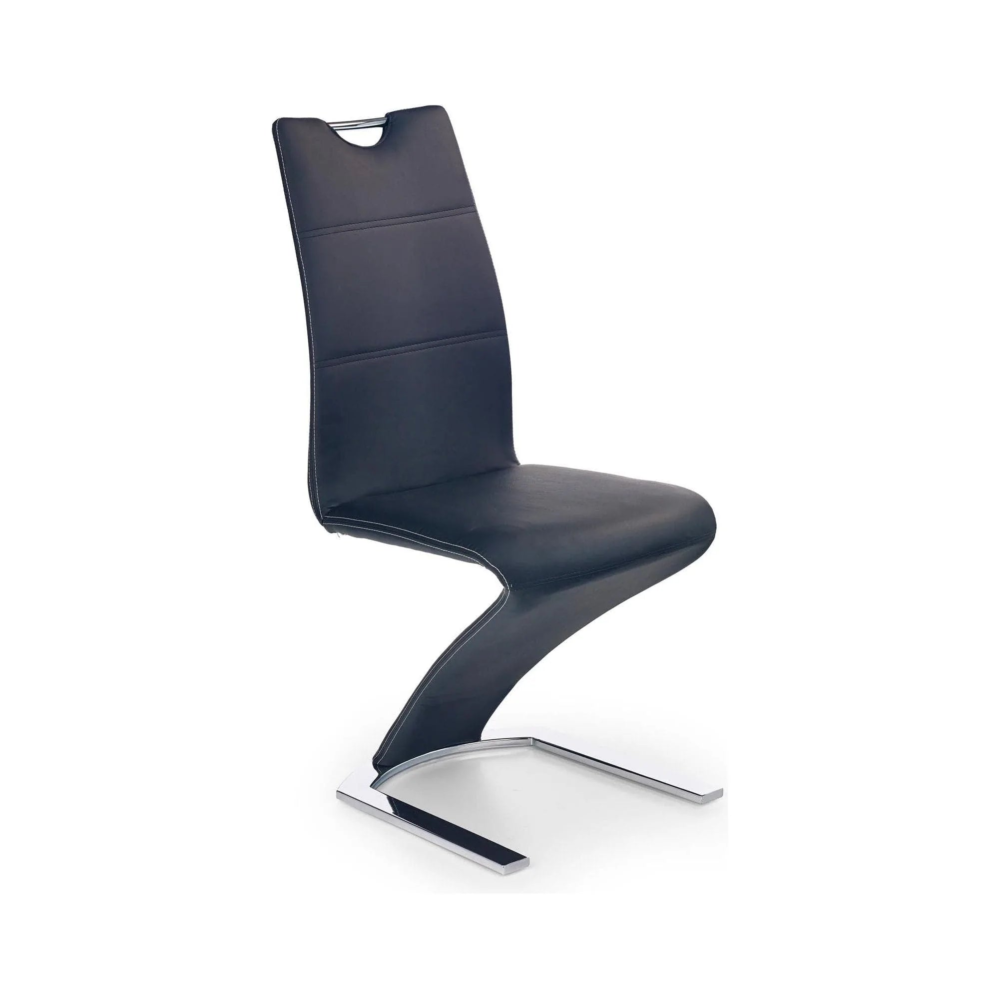 Scaun tapitat K188, negru/crom, piele ecologica/metal, 45X63X101 CM