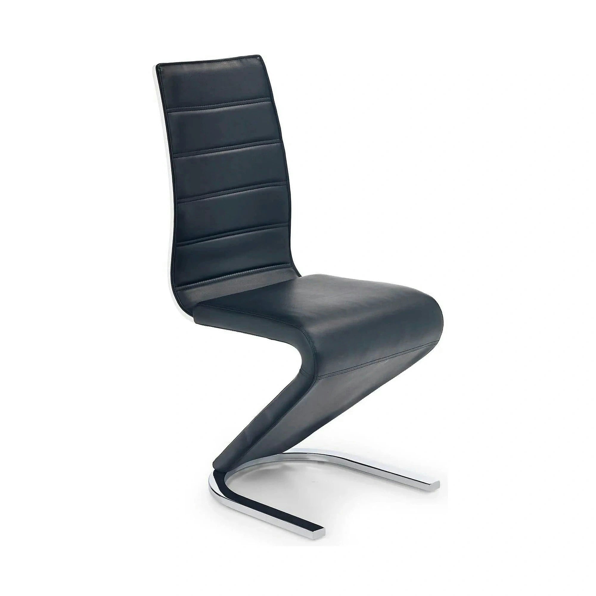 Scaun tapitat K194, negru/alb/crom, piele ecologica/metal, 45X58X99 CM