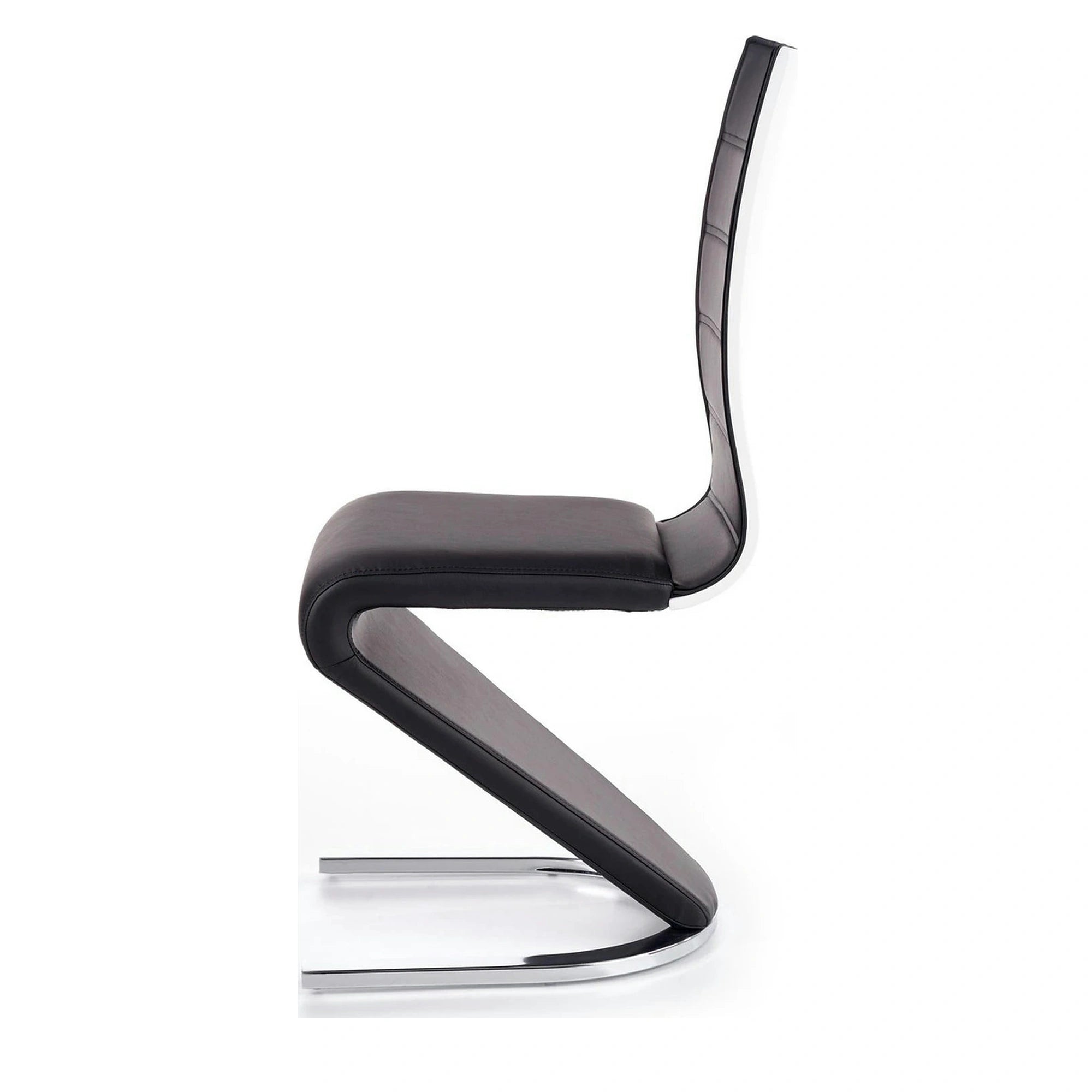 Scaun tapitat K194, negru/alb/crom, piele ecologica/metal, 45X58X99 CM