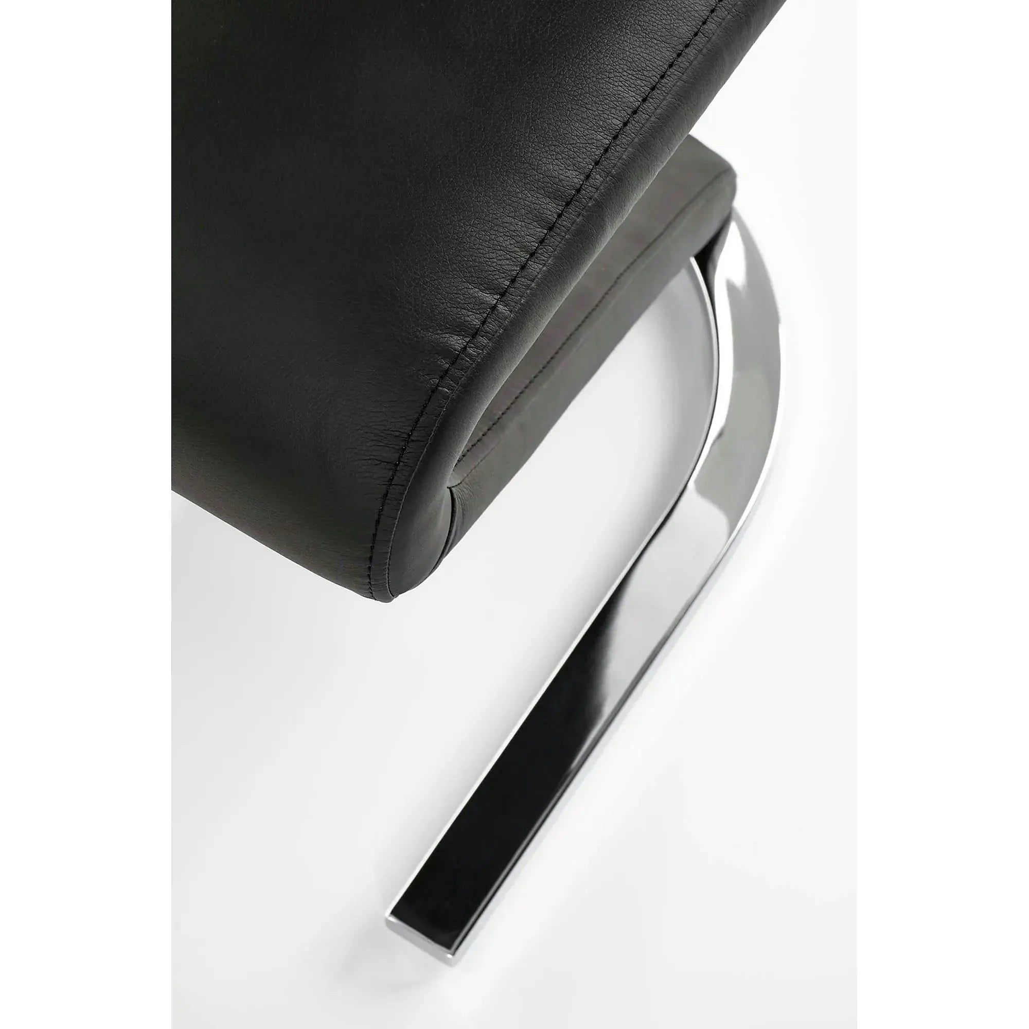 Scaun tapitat K194, negru/alb/crom, piele ecologica/metal, 45X58X99 CM