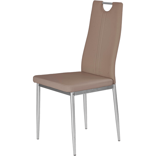 Scaun tapitat K202, cappuccino/crom, piele ecologica/metl, 44X54X97 CM