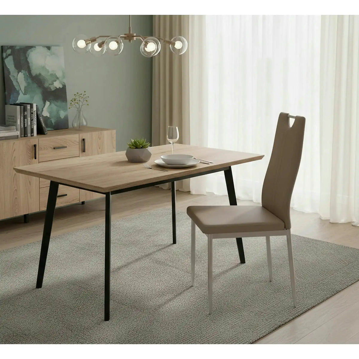 Scaun tapitat K202, cappuccino/crom, piele ecologica/metl, 44X54X97 CM