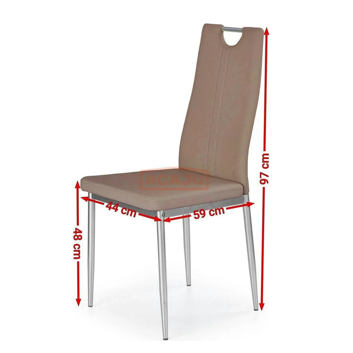 Scaun tapitat K202, cappuccino/crom, piele ecologica/metl, 44X54X97 CM