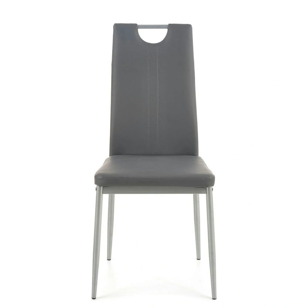 Scaun tapitat K202, gri/crom, piele ecologica/metal, 44X54X97 CM