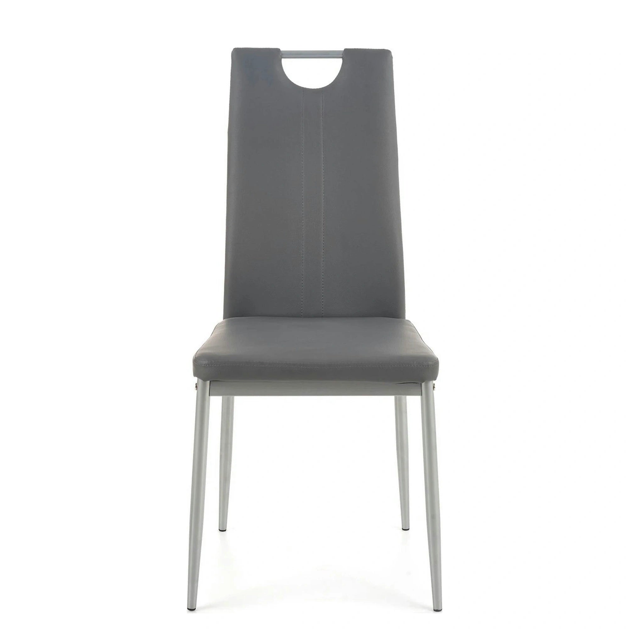Scaun tapitat K202, gri/crom, piele ecologica/metal, 44X54X97 CM