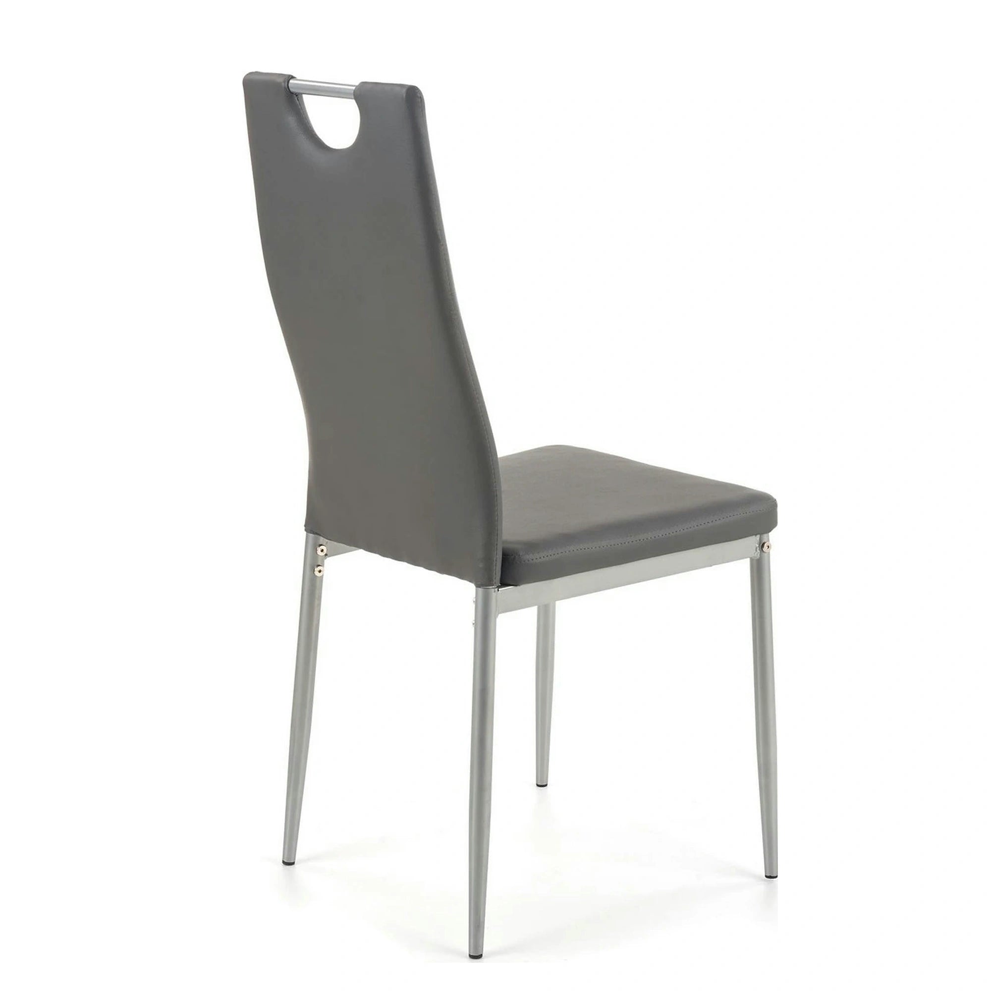Scaun tapitat K202, gri/crom, piele ecologica/metal, 44X54X97 CM