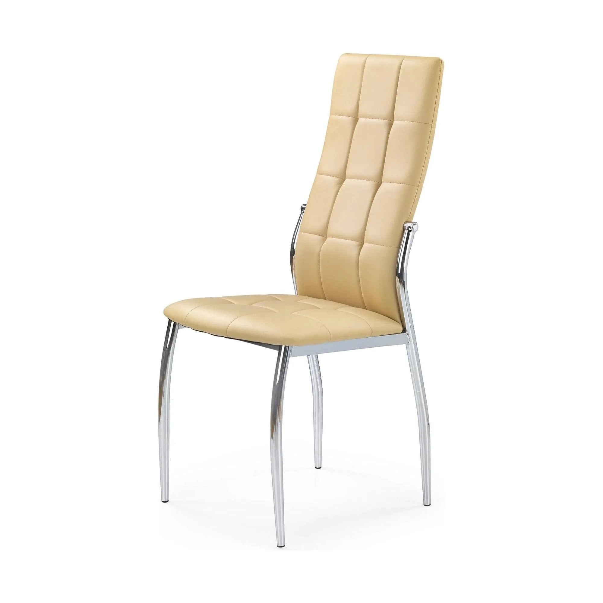 Scaun tapitat K209, bej/crom, piele ecologica/metl, 43x54x101x47 cm