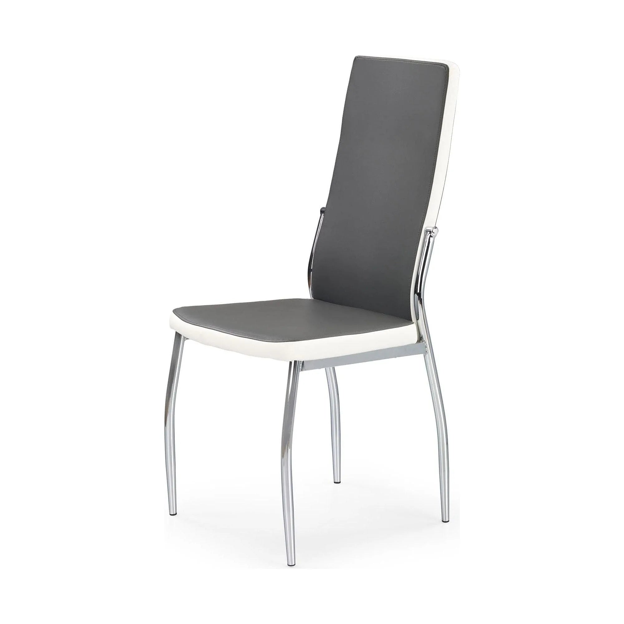Scaun tapitat K210, gri/alb/crom, piele ecologica/metal, 43x54x101 cm