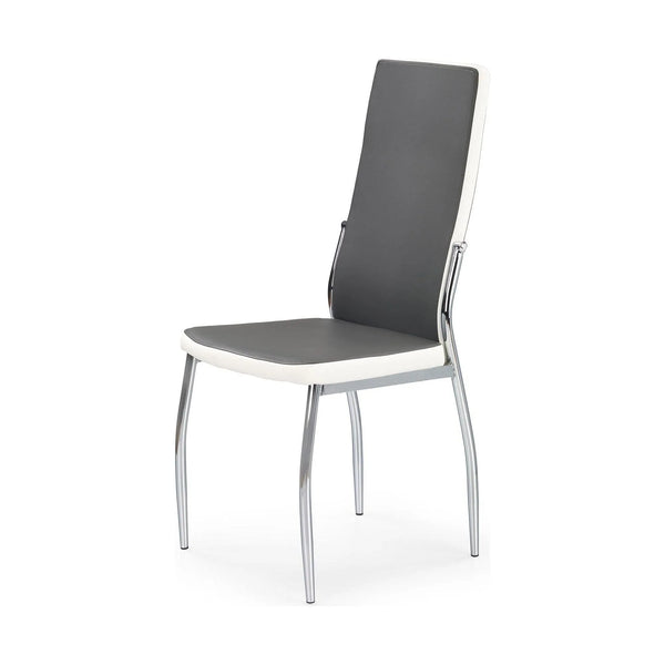 Scaun tapitat K210, gri/alb/crom, piele ecologica/metal, 43x54x101 cm
