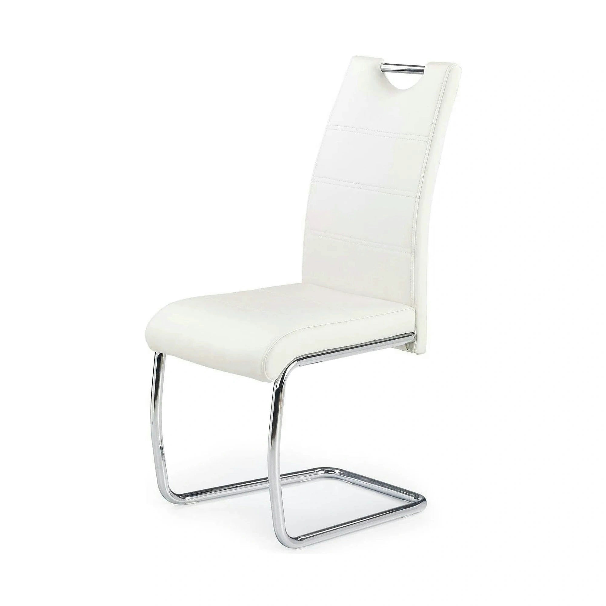 Scaun tapitat K211, alb/crom, piele ecologica/metal, 42x60x97 cm