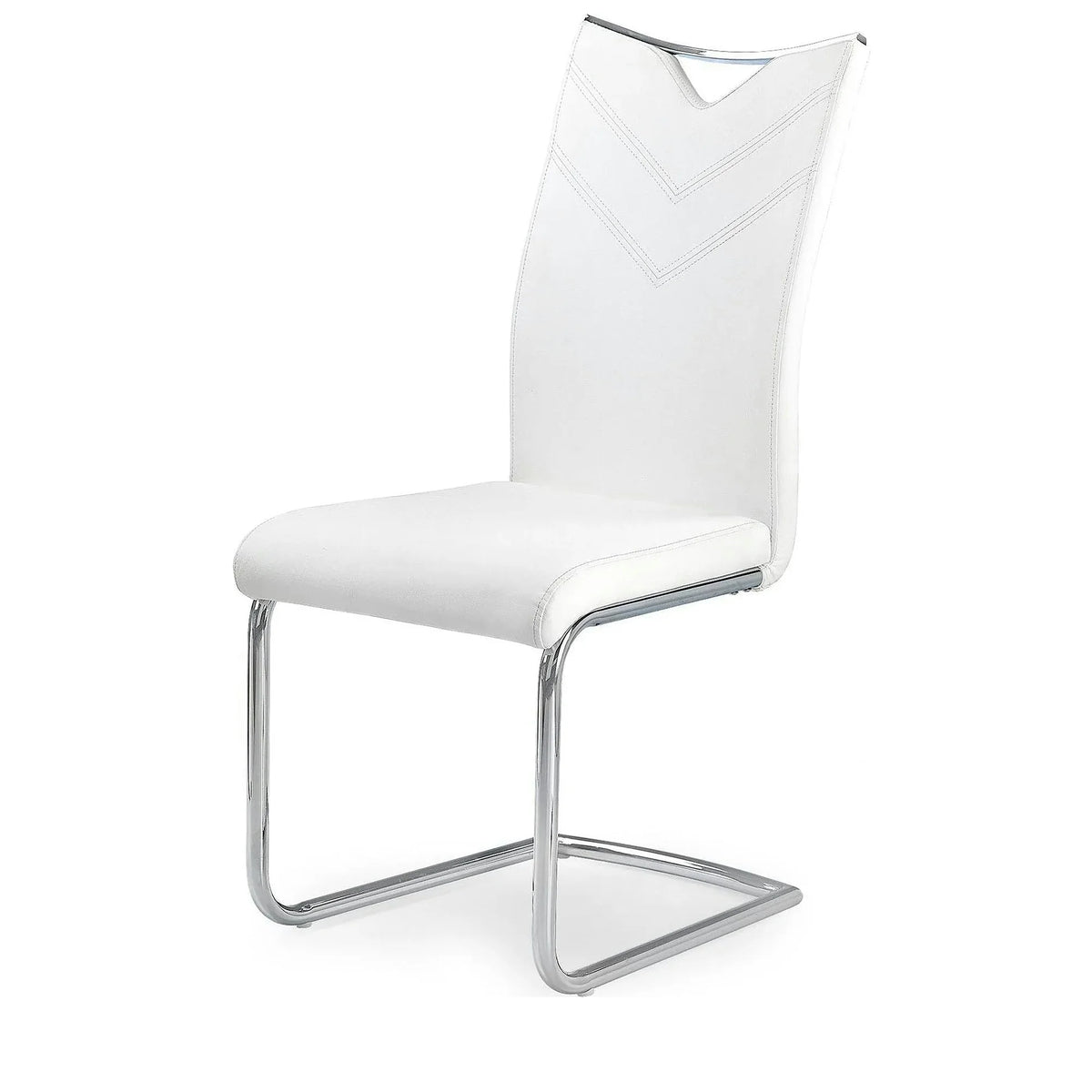 Scaun tapitat K224, alb/crom, piele ecologica/metal, 44X54X100 CM