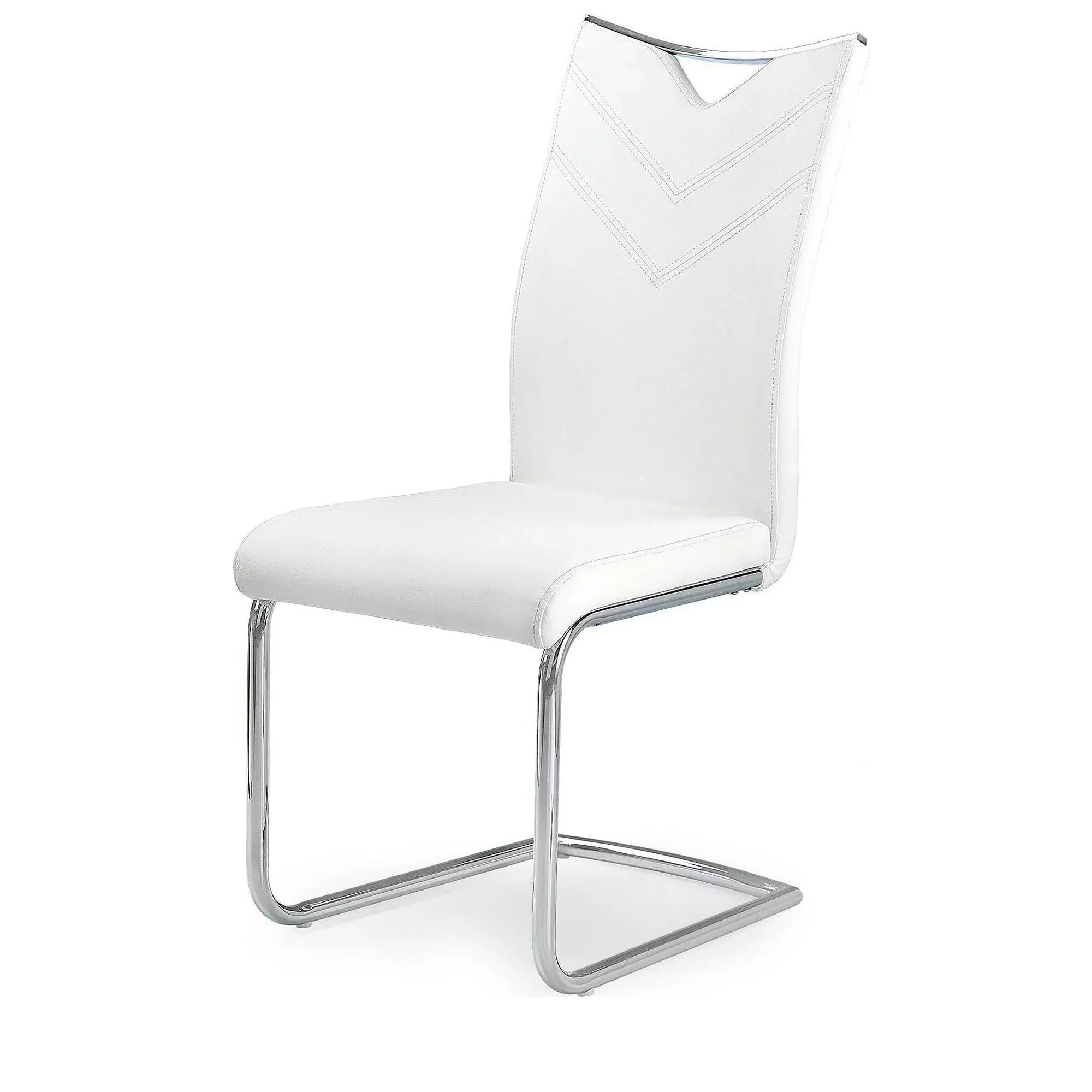 Scaun tapitat K224, alb/crom, piele ecologica/metal, 44X54X100 CM