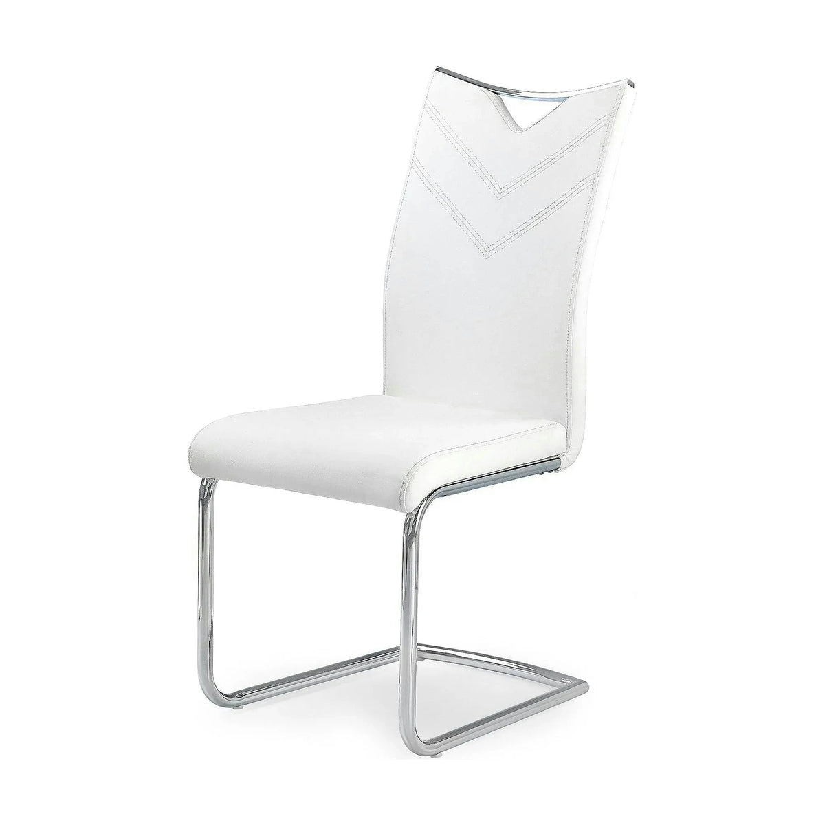 Scaun tapitat K224, alb/crom, piele ecologica/metal, 44X54X100 CM
