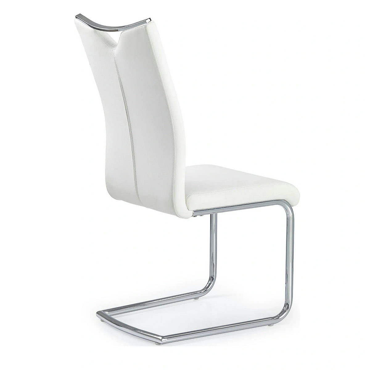 Scaun tapitat K224, alb/crom, piele ecologica/metal, 44X54X100 CM