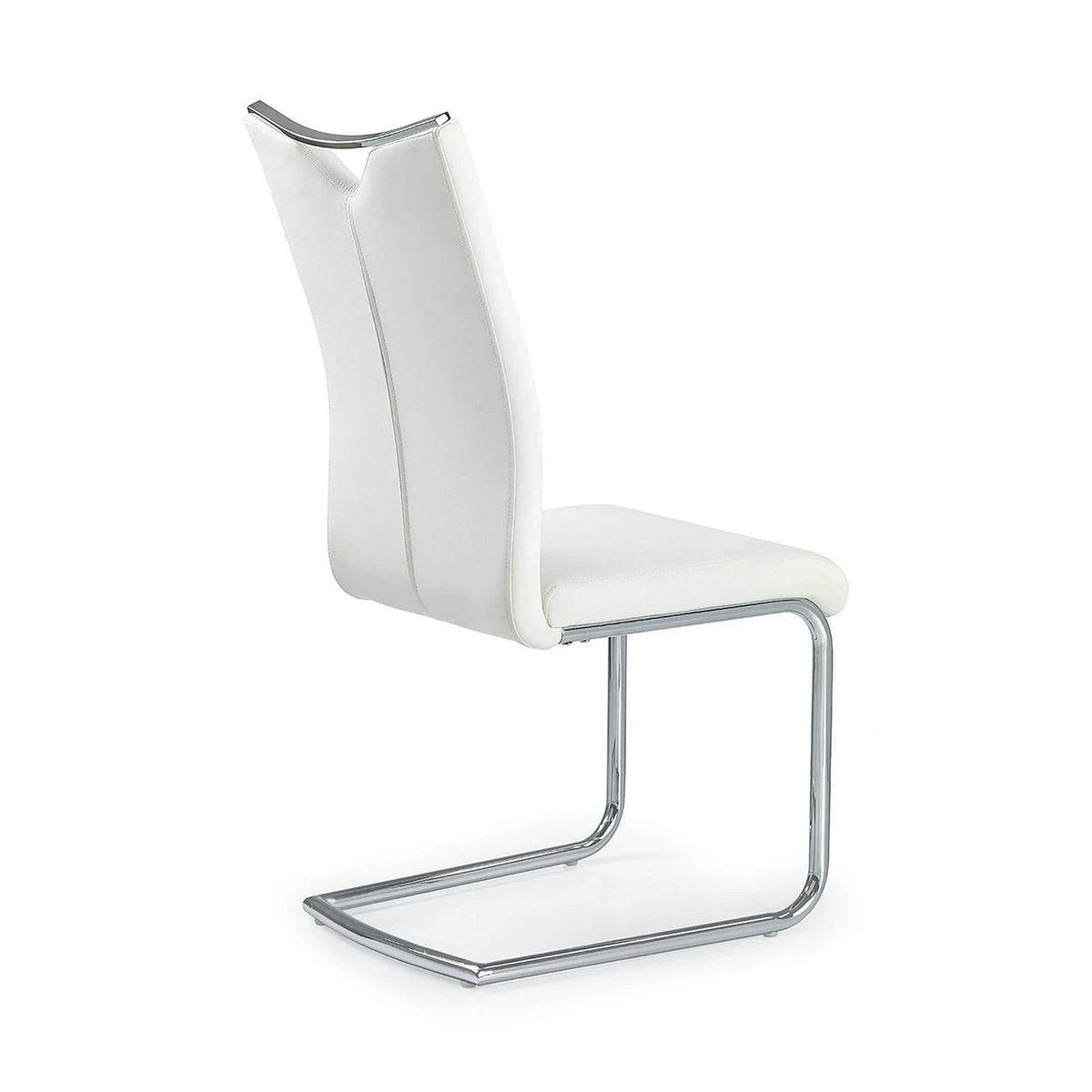 Scaun tapitat K224, alb/crom, piele ecologica/metal, 44X54X100 CM