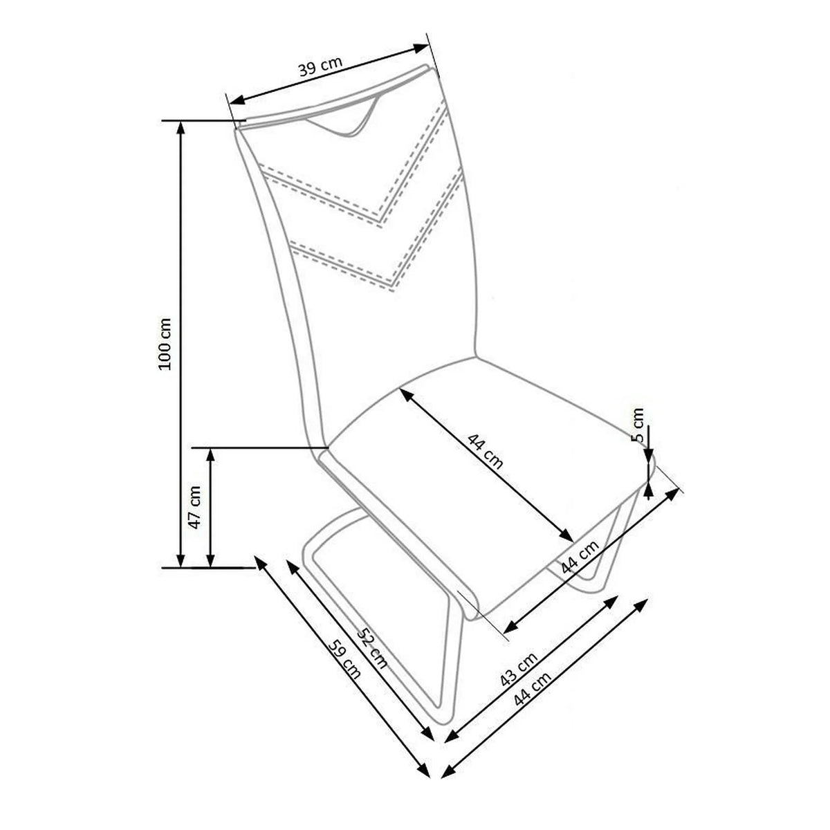 Scaun tapitat K224, alb/crom, piele ecologica/metal, 44X54X100 CM