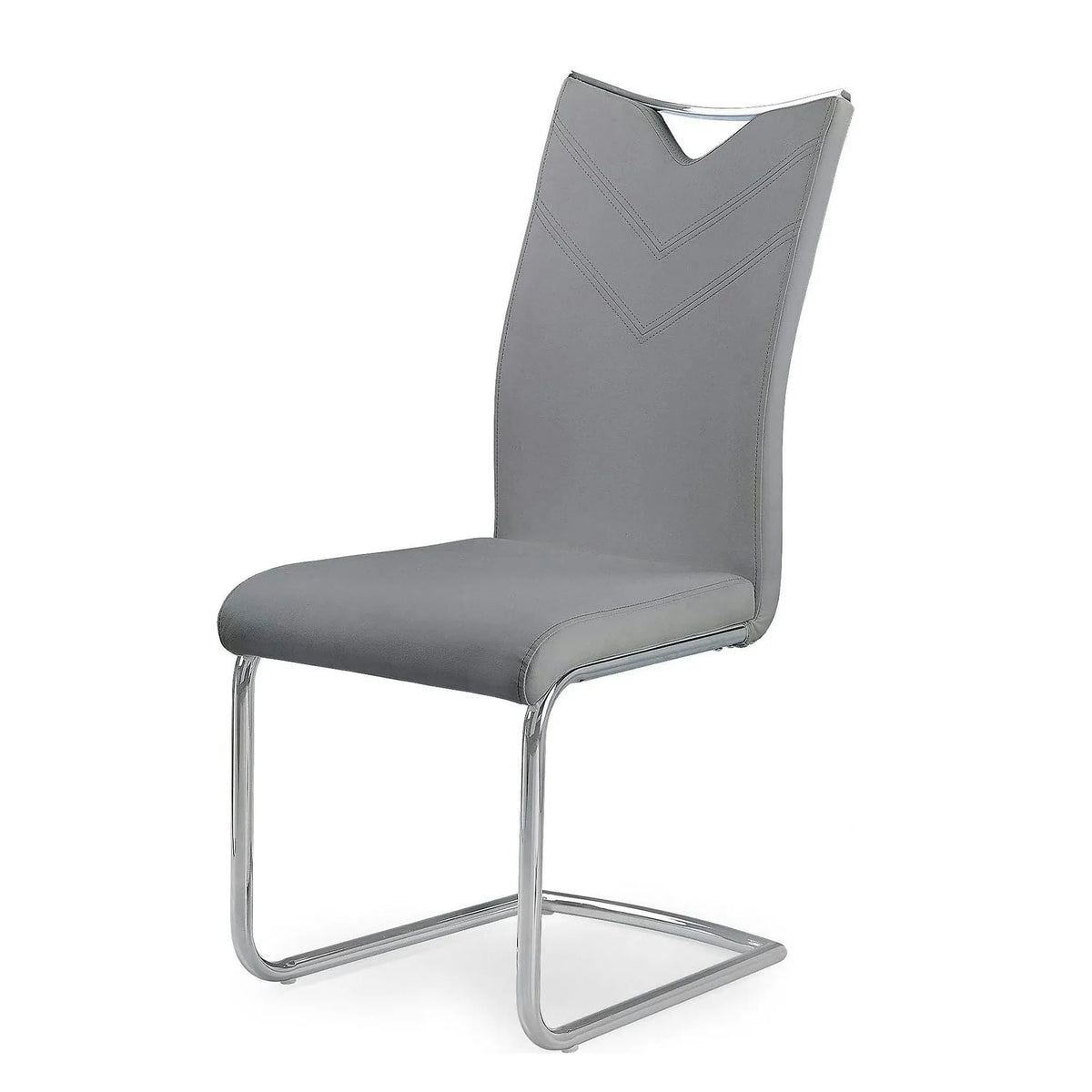 Scaun tapitat K224, gri/crom, piele ecologica/metal, 44X59X100 CM