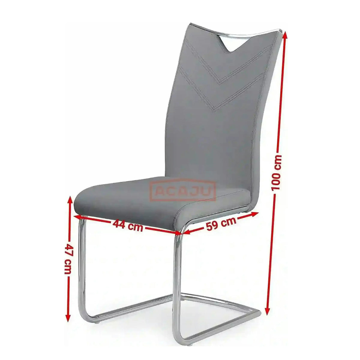 Scaun tapitat K224, gri/crom, piele ecologica/metal, 44X59X100 CM