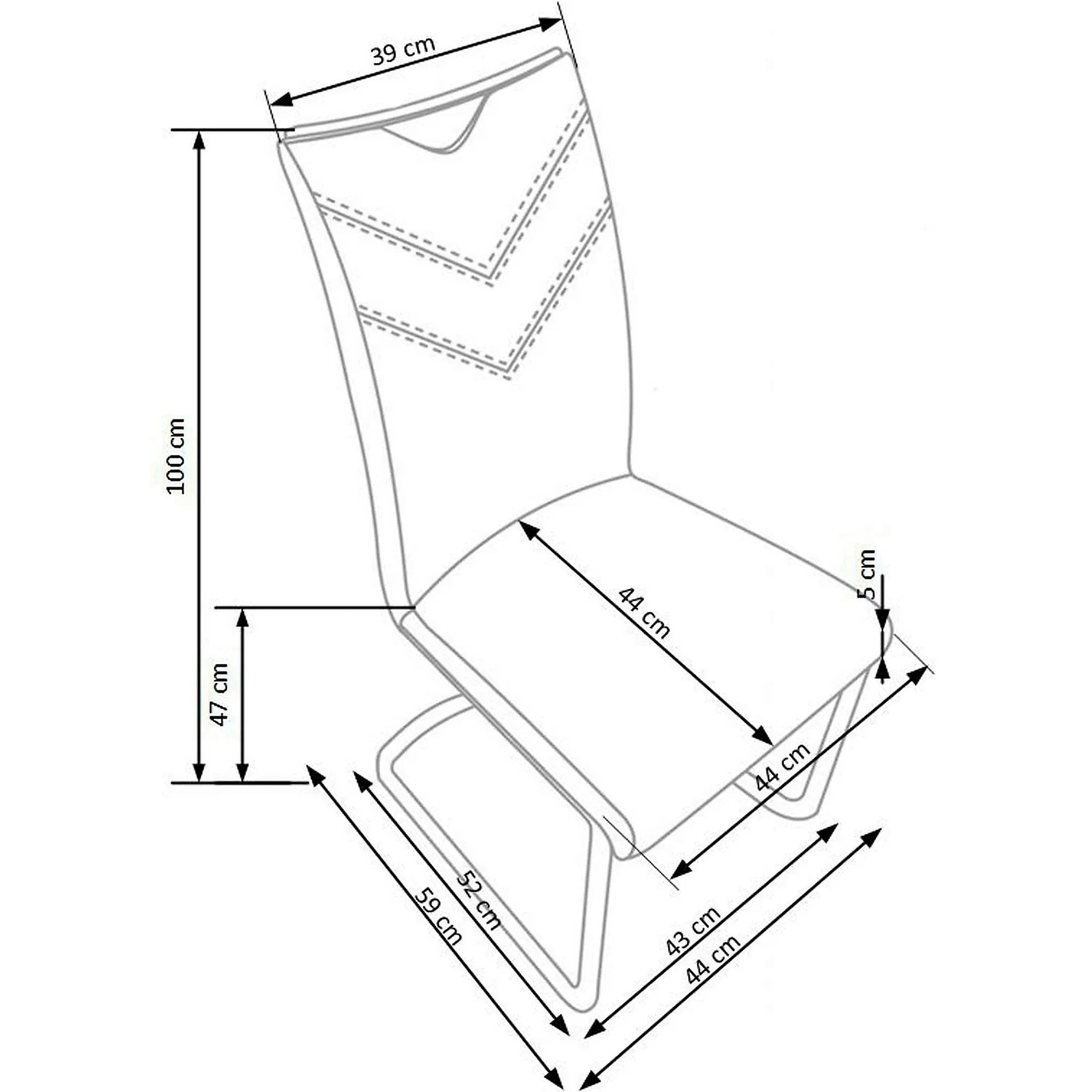 Scaun tapitat K224, negru/crom, piele ecologica/metal, 44X54X100 CM