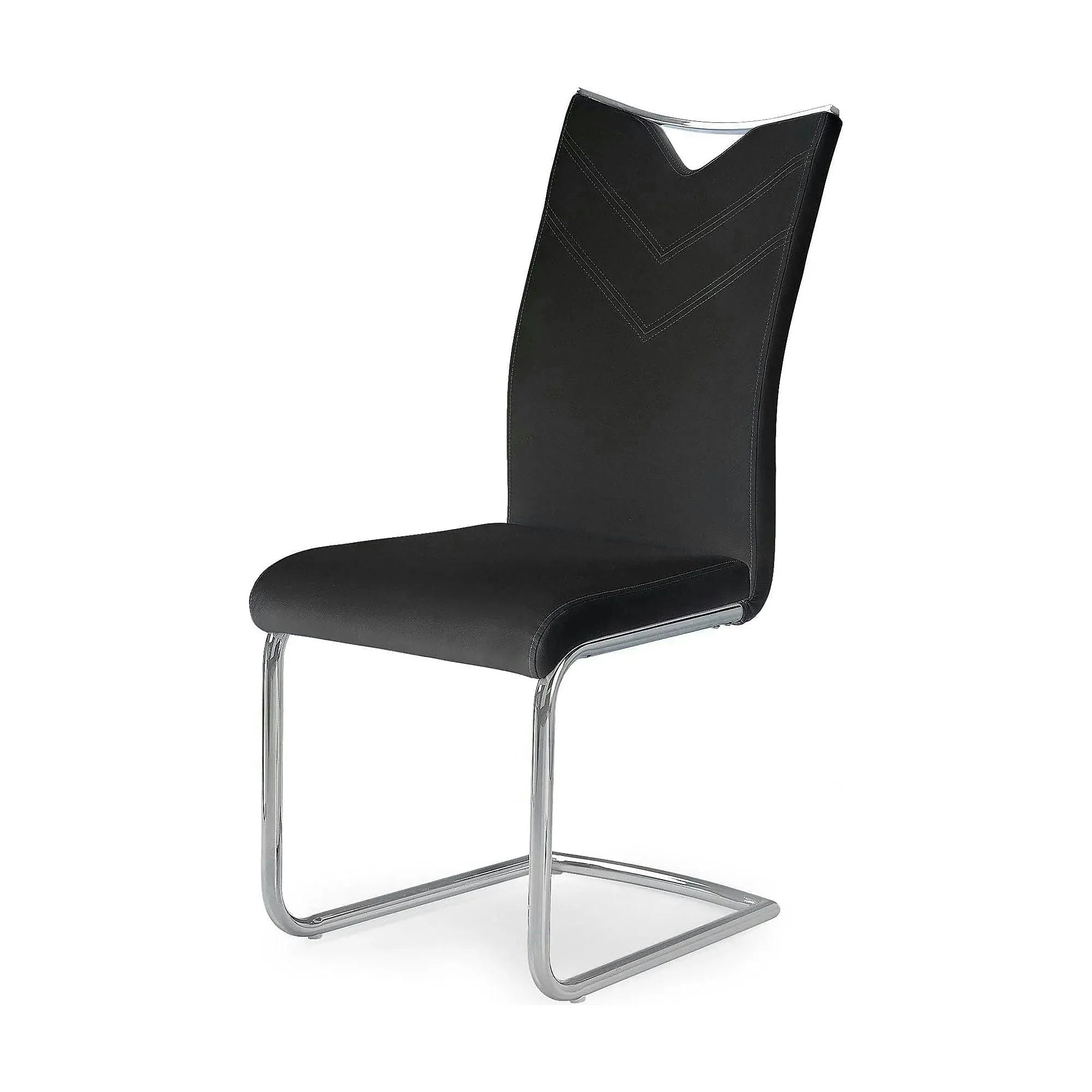Scaun tapitat K224, negru/crom, piele ecologica/metal, 44X54X100 CM