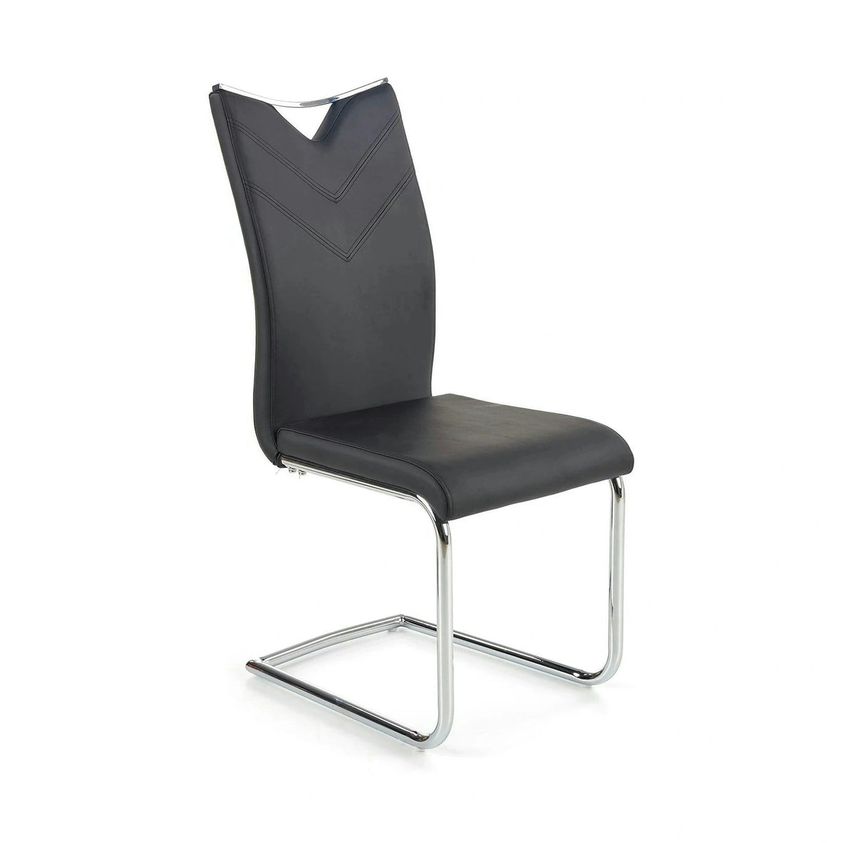 Scaun tapitat K224, negru/crom, piele ecologica/metal, 44X54X100 CM