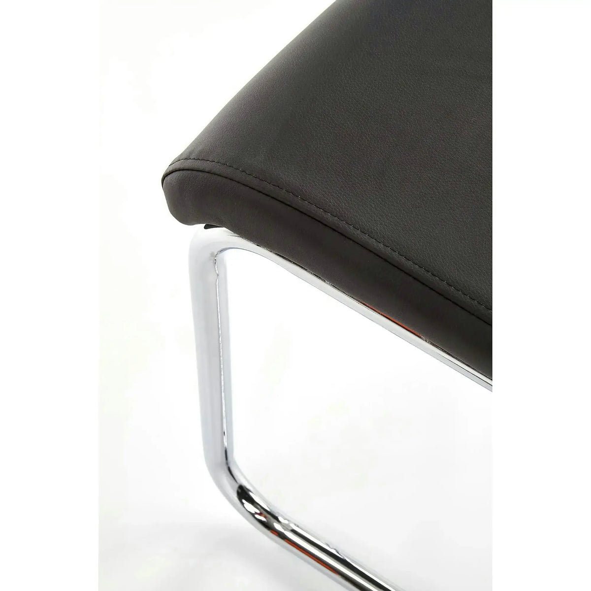 Scaun tapitat K224, negru/crom, piele ecologica/metal, 44X54X100 CM