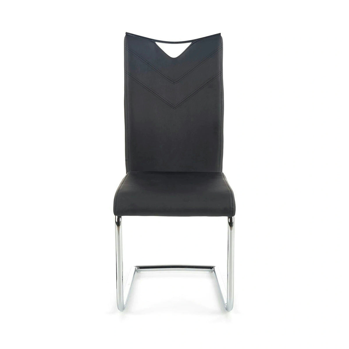 Scaun tapitat K224, negru/crom, piele ecologica/metal, 44X54X100 CM