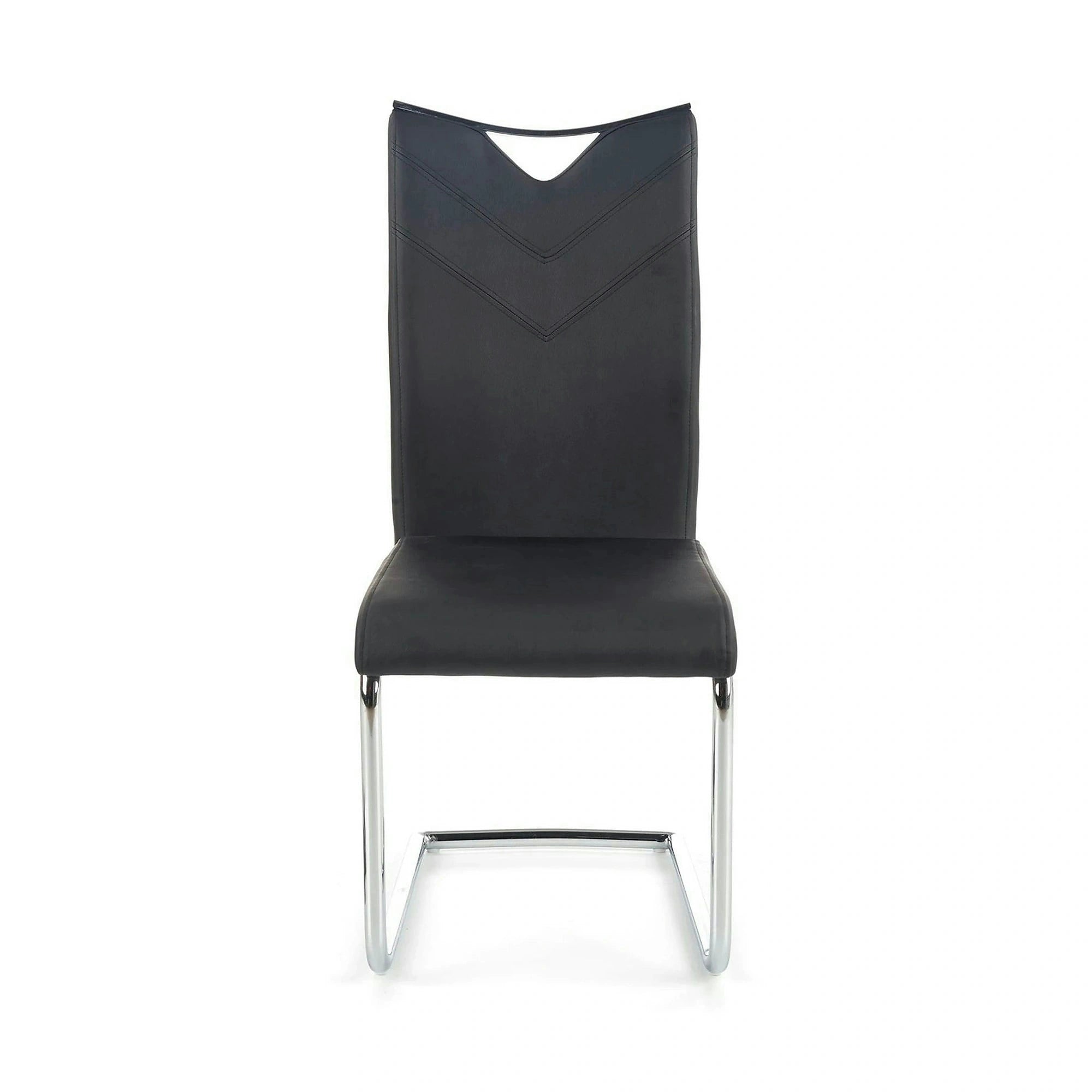 Scaun tapitat K224, negru/crom, piele ecologica/metal, 44X54X100 CM
