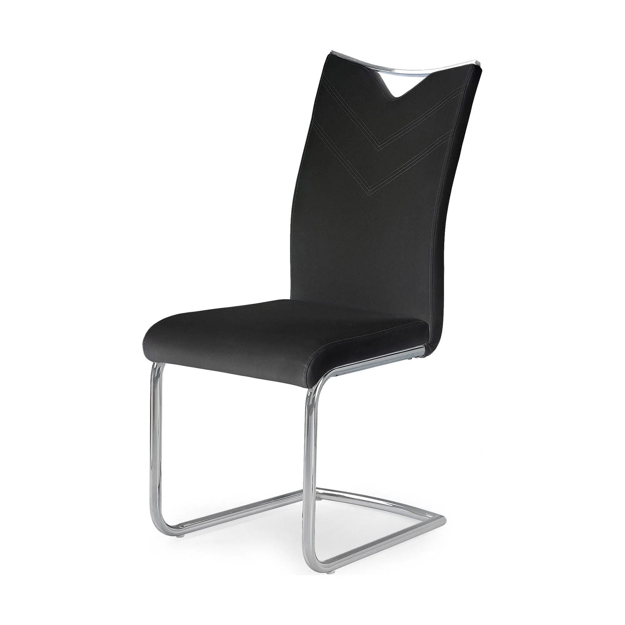 Scaun tapitat K224, negru/crom, piele ecologica/metal, 44X54X100 CM