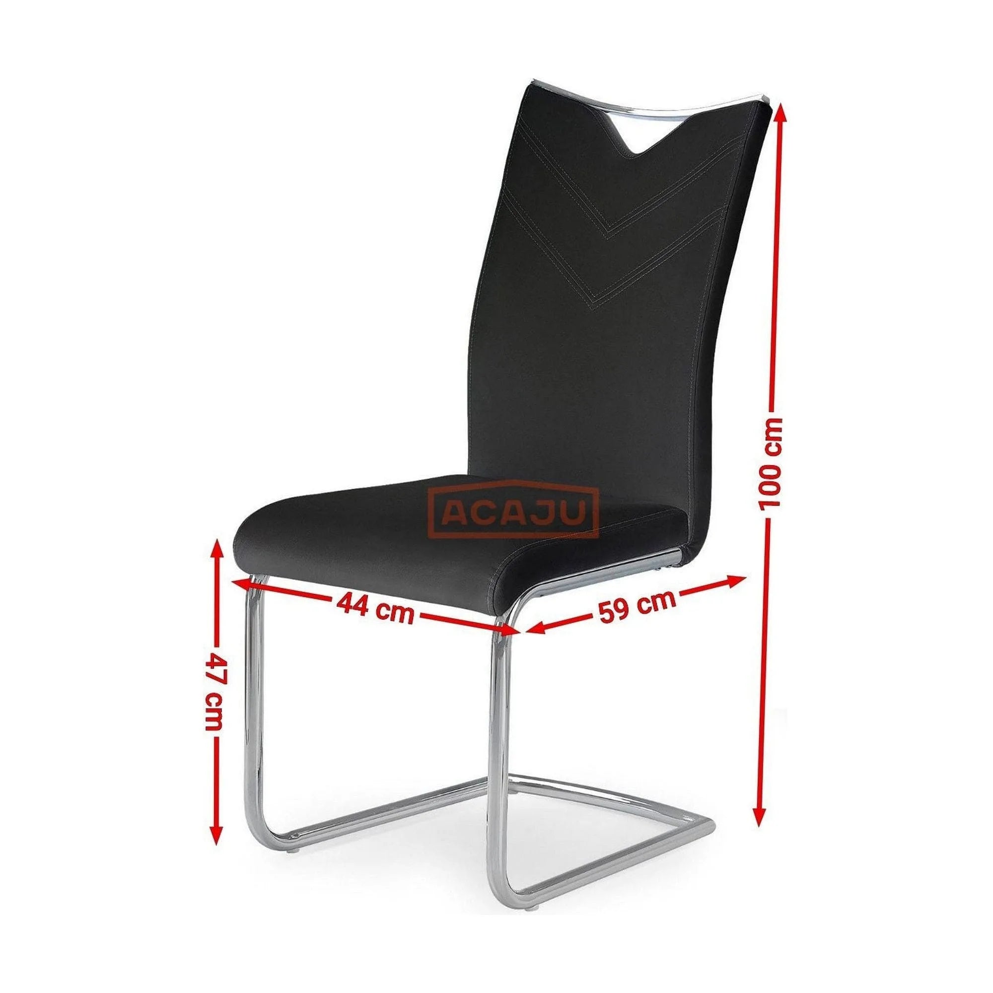 Scaun tapitat K224, negru/crom, piele ecologica/metal, 44X54X100 CM