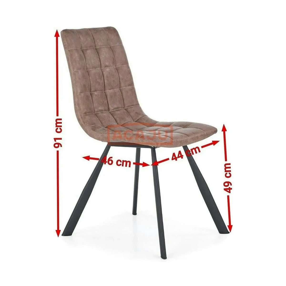 Scaun tapitat K280, maro/negru, piele ecologica/metal, 44x46x91 cm