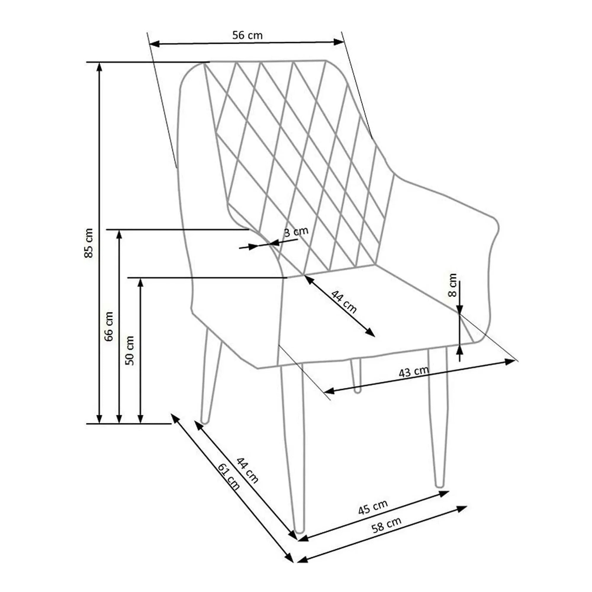 Scaun tapitat K287, bej/stejar, 58x61x85 cm