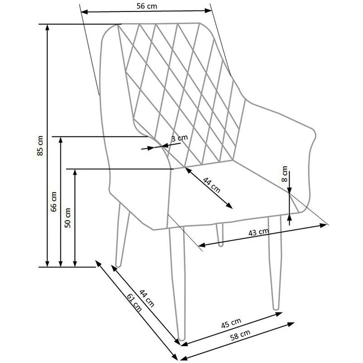 Scaun tapitat K287, bej/stejar, 58x61x85 cm