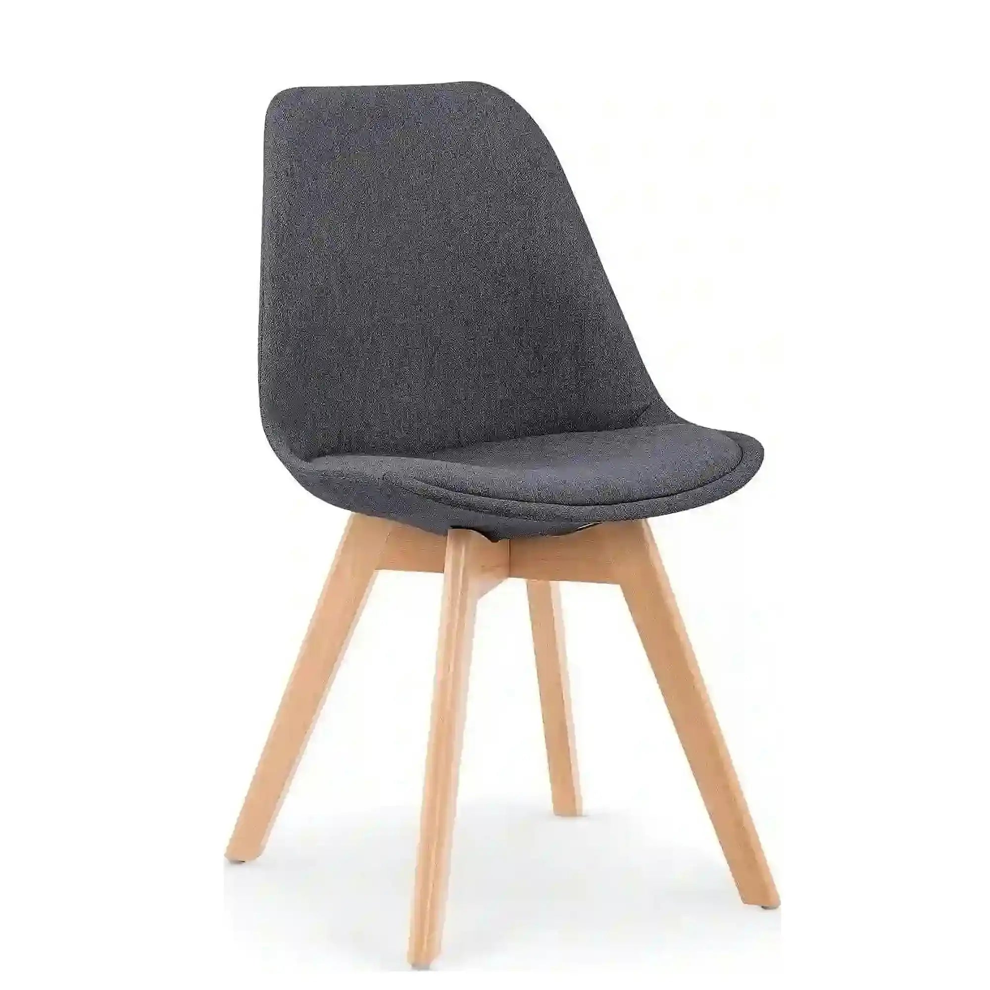Scaun tapitat K303, gri inchis/negru, stofa/lemn, 48X54X83 CM