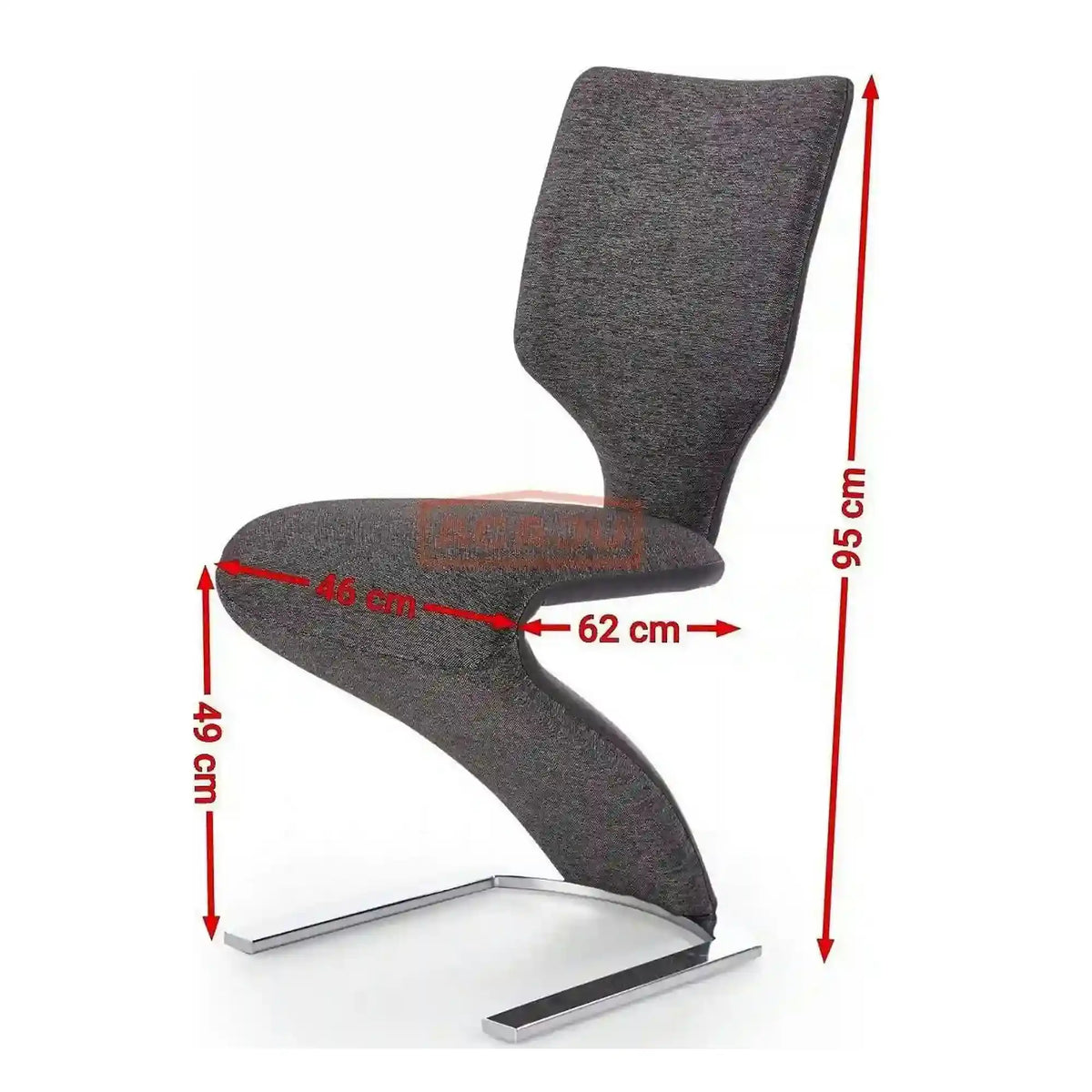 Scaun tapitat K307, gri inchis/argintiu, stofa clasica/metal, 46X62X95 CM