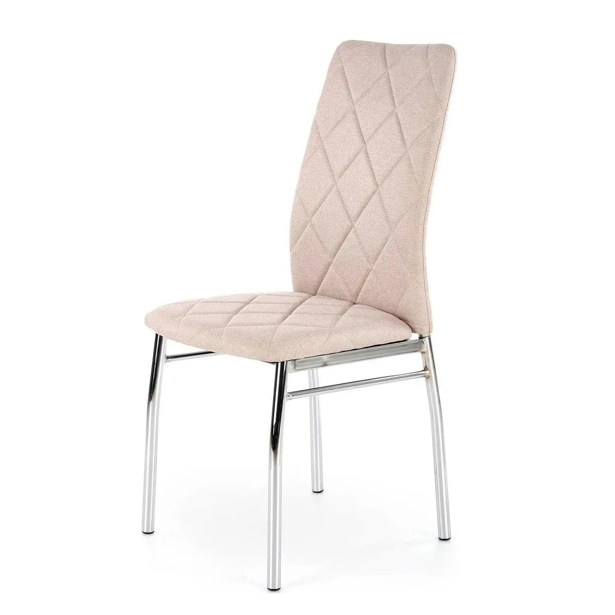 Scaun tapitat K309, bej deschis/crom, stofa clasica/metal, 43X57X97 CM