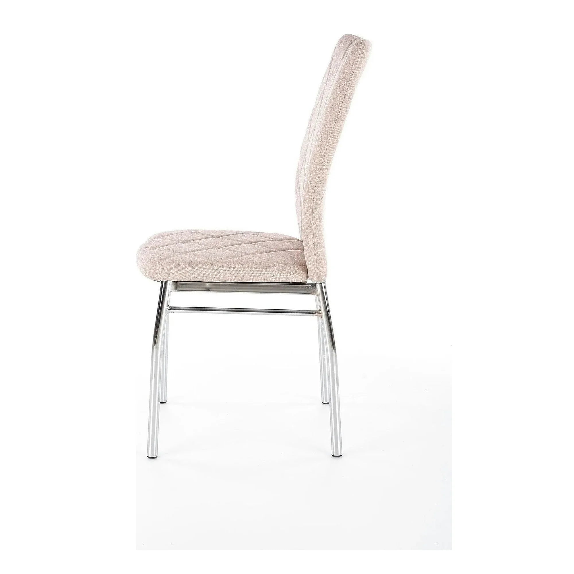 Scaun tapitat K309, bej deschis/crom, stofa clasica/metal, 43X57X97 CM