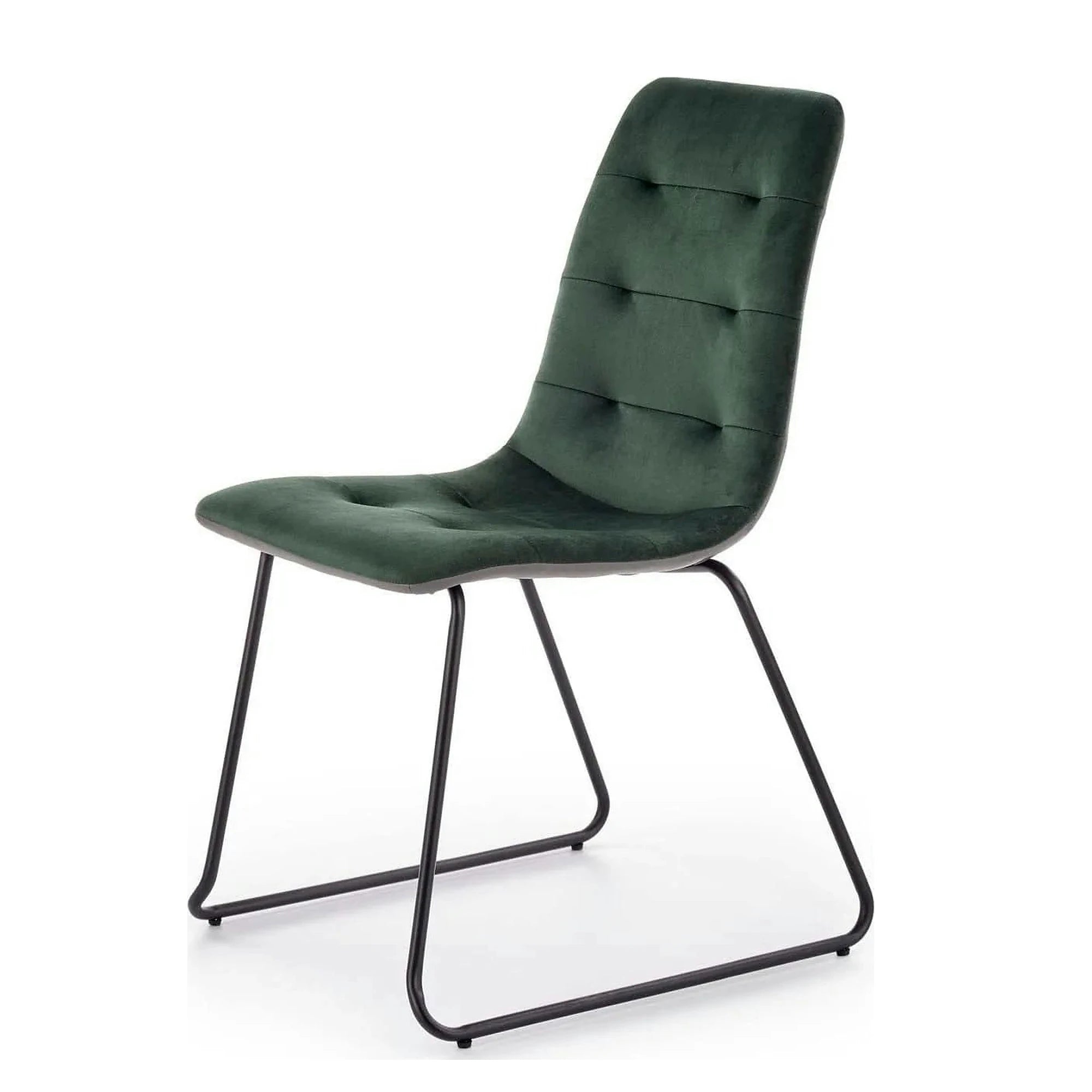 Scaun tapitat K321, verde/negru, stofa catifelata/metal, 45X55X84 cm