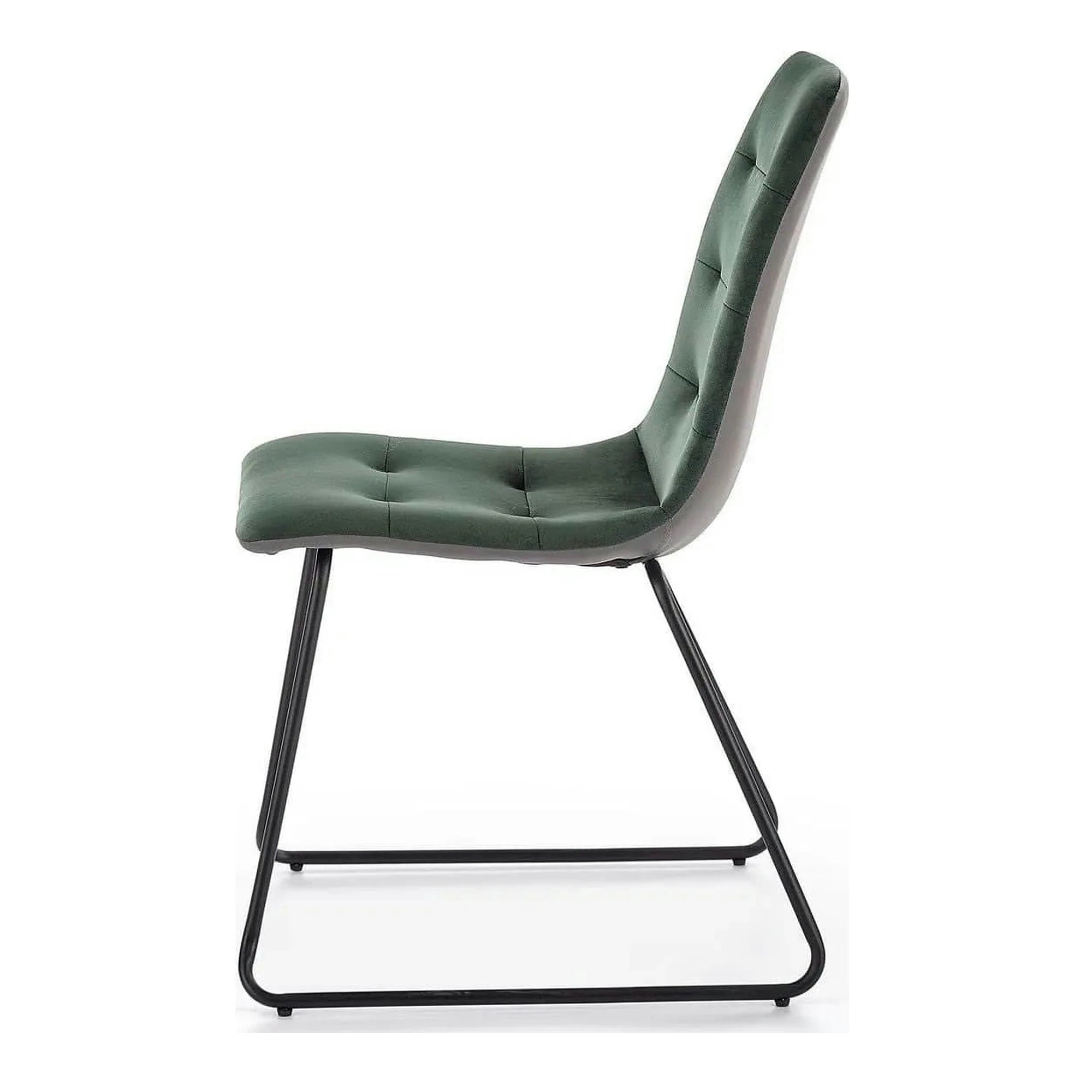 Scaun tapitat K321, verde/negru, stofa catifelata/metal, 45X55X84 cm
