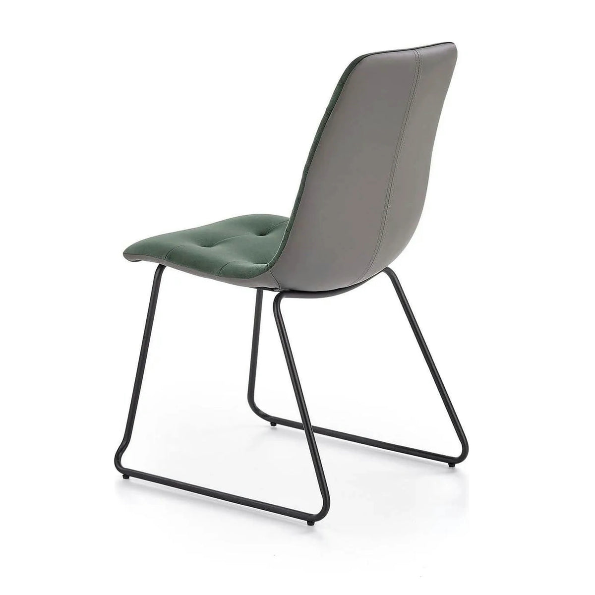Scaun tapitat K321, verde/negru, stofa catifelata/metal, 45X55X84 cm