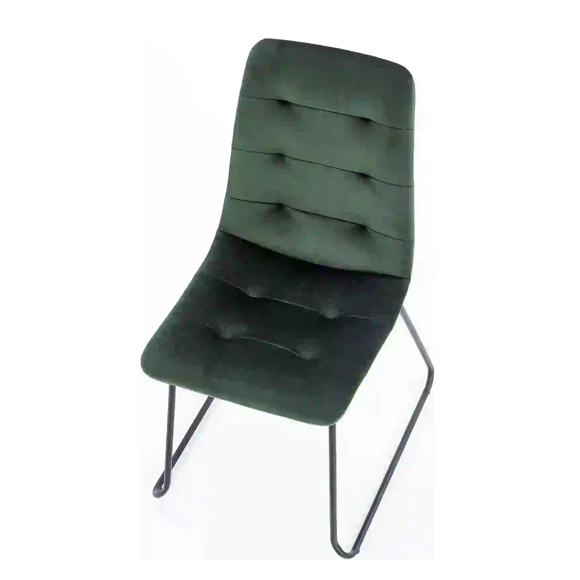 Scaun tapitat K321, verde/negru, stofa catifelata/metal, 45X55X84 cm