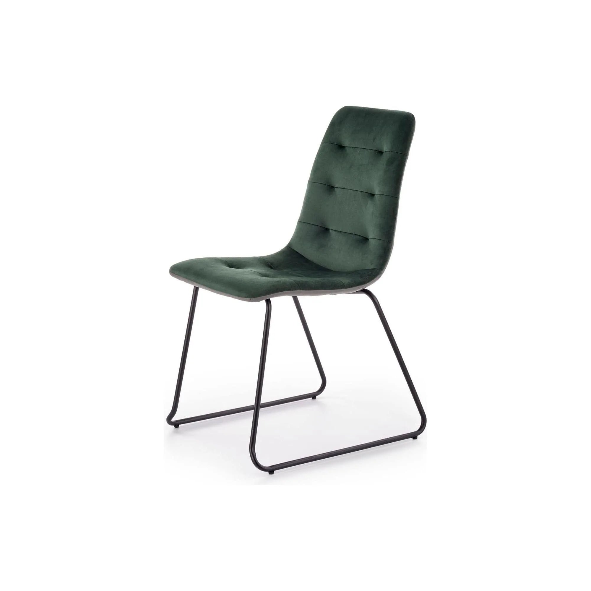 Scaun tapitat K321, verde/negru, stofa catifelata/metal, 45X55X84 cm