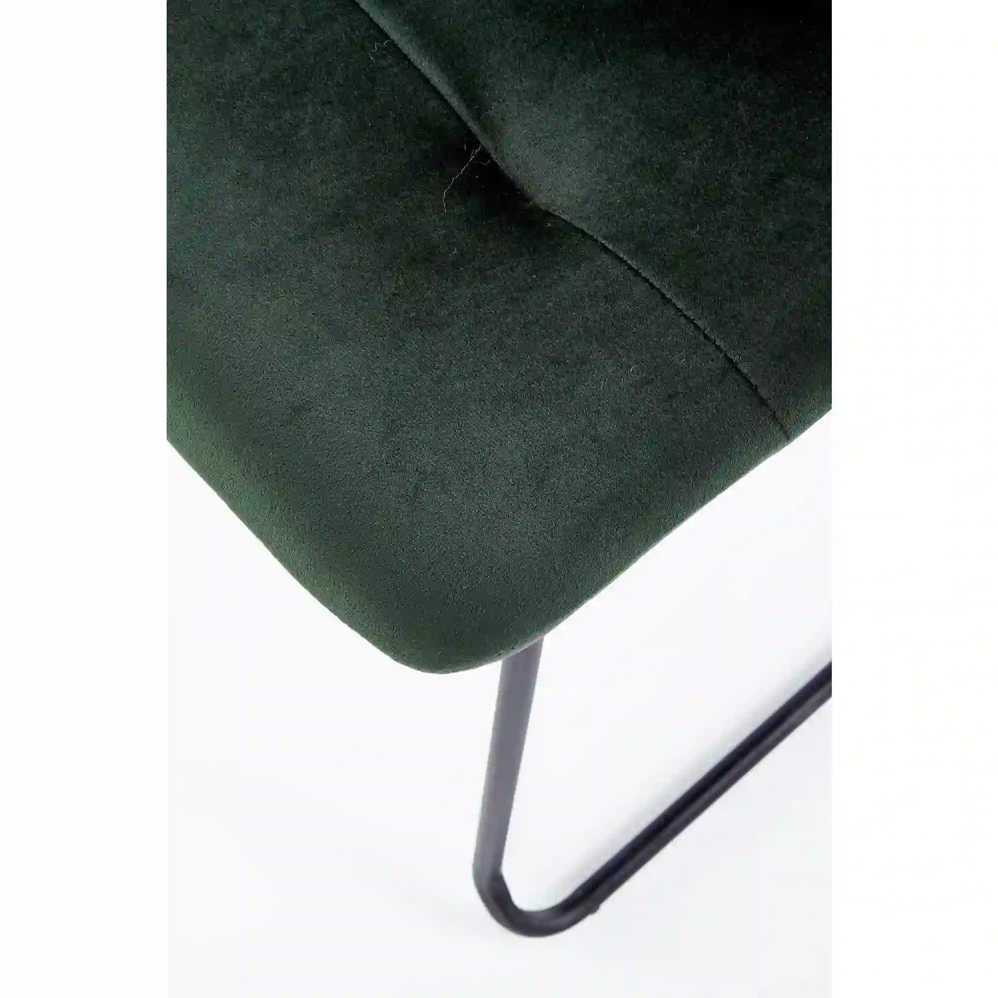 Scaun tapitat K321, verde/negru, stofa catifelata/metal, 45X55X84 cm