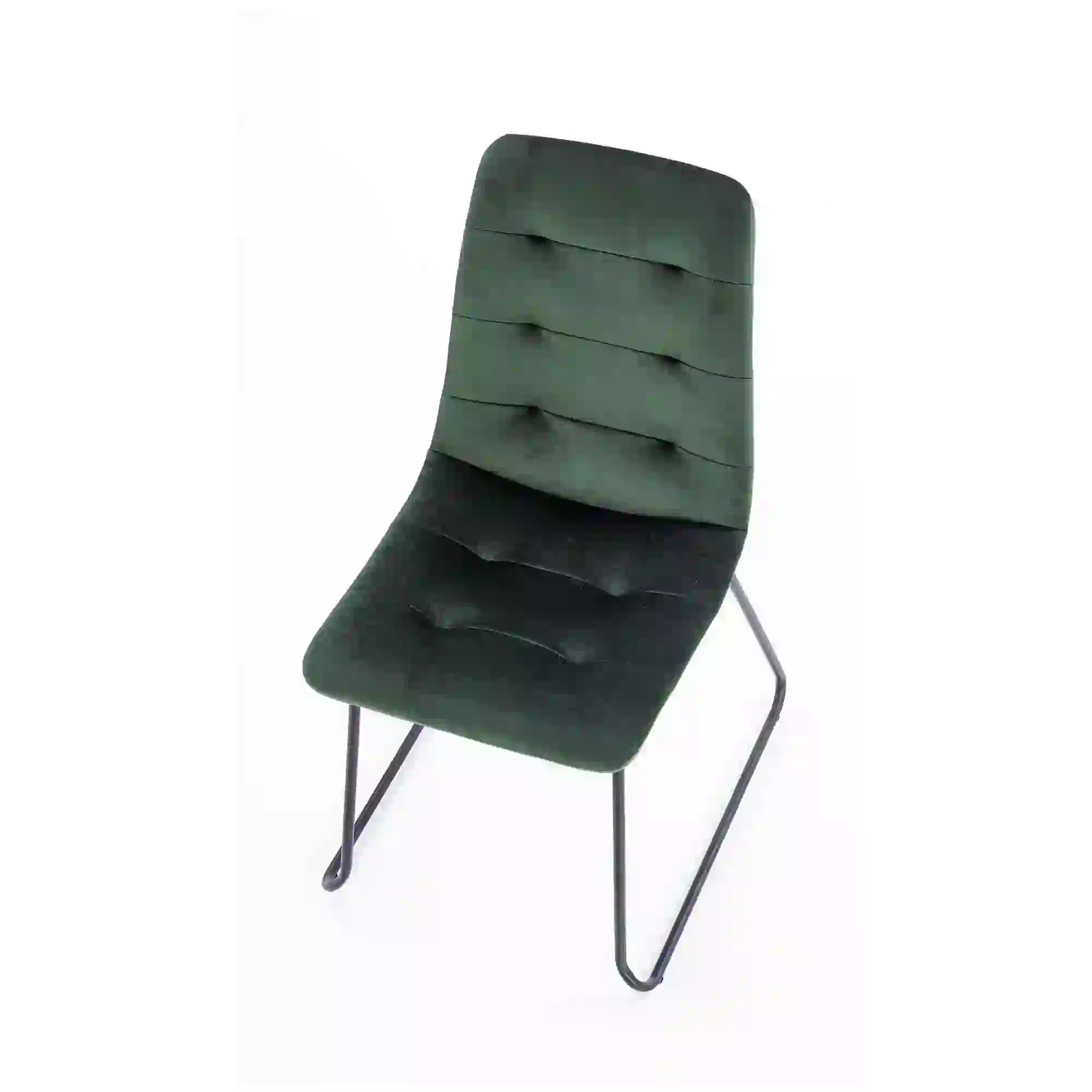 Scaun tapitat K321, verde/negru, stofa catifelata/metal, 45X55X84 cm