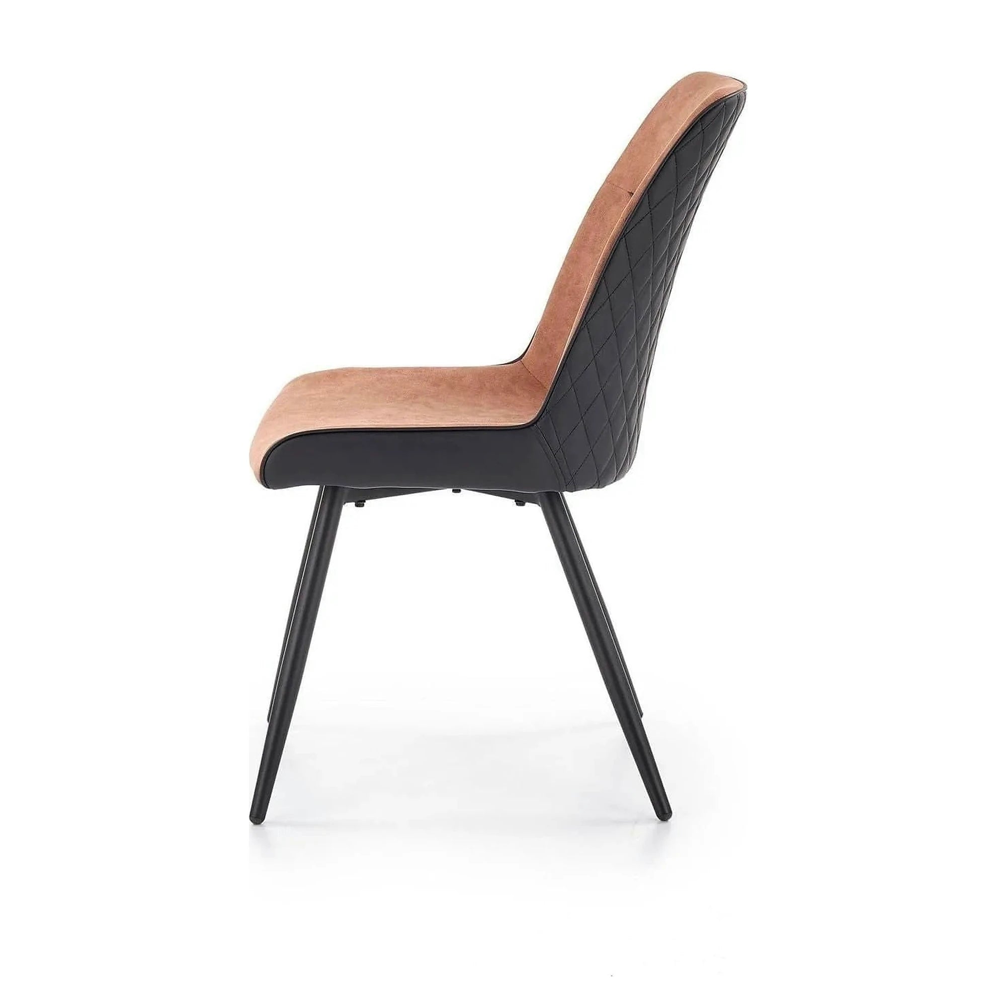 Scaun tapitat K323, maro/negru, piele ecologica/metal, 45x59x88 cm