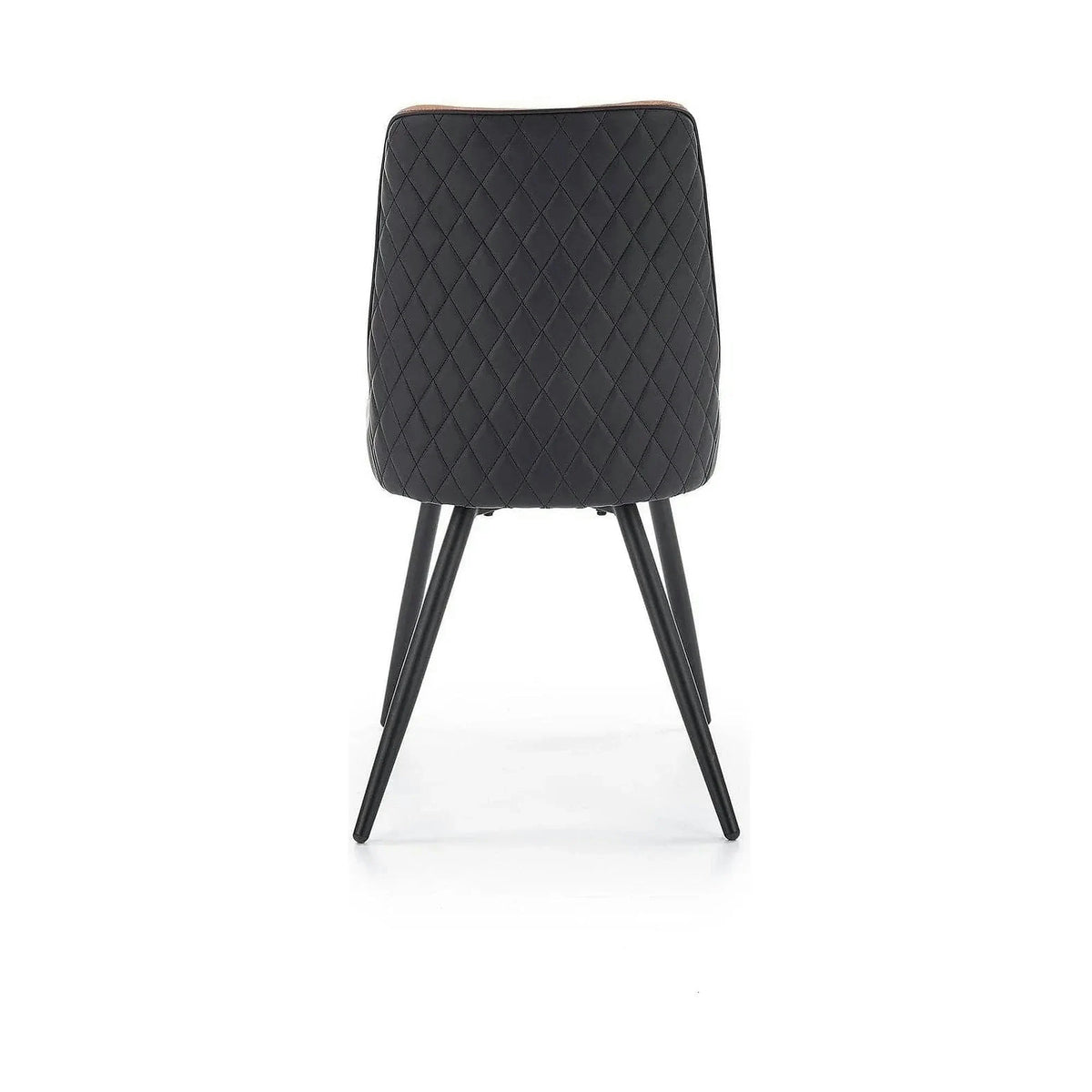 Scaun tapitat K323, maro/negru, piele ecologica/metal, 45x59x88 cm