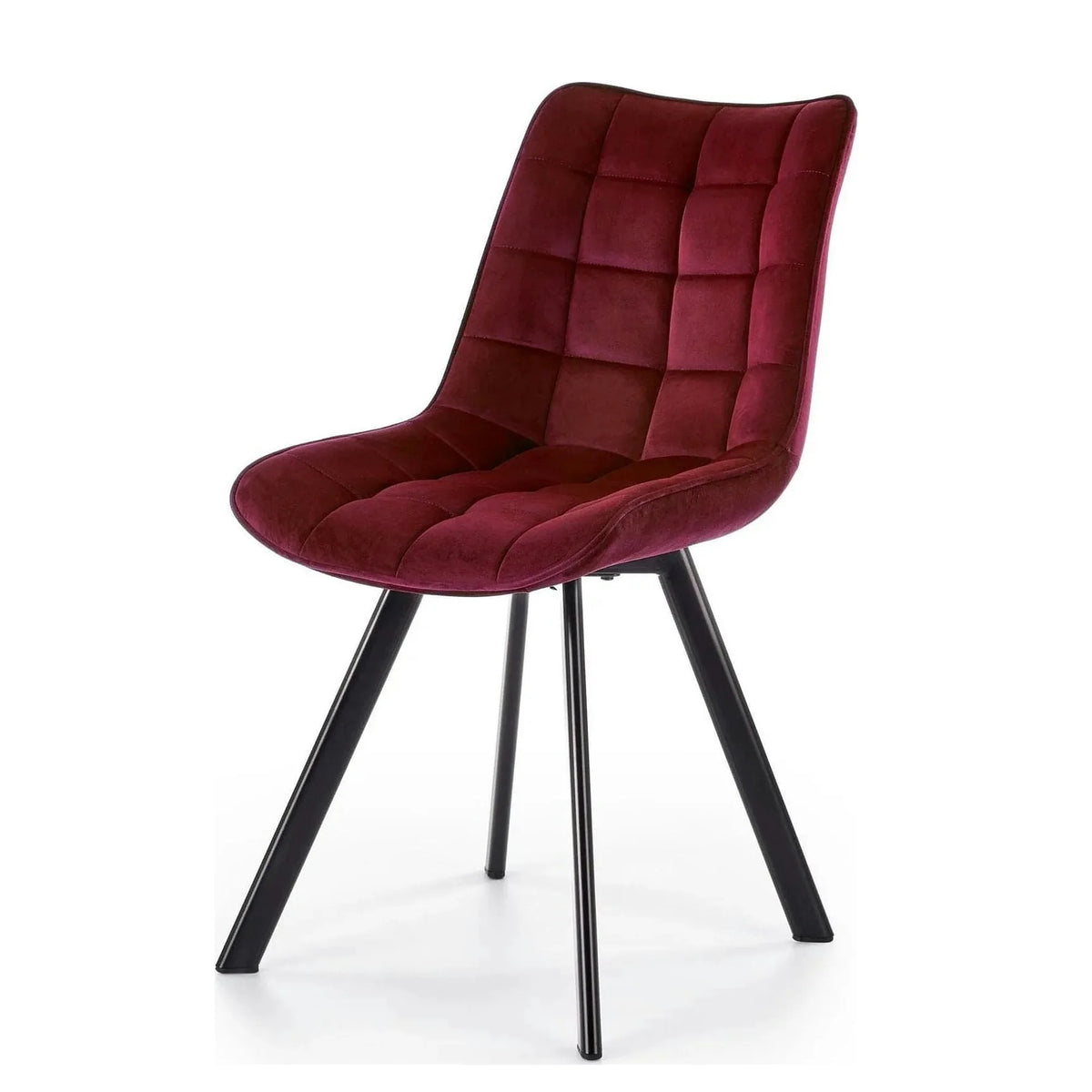 Scaun tapitat K332, visiniu/negru, stofa catifelata/metal, 46X61X84 cm