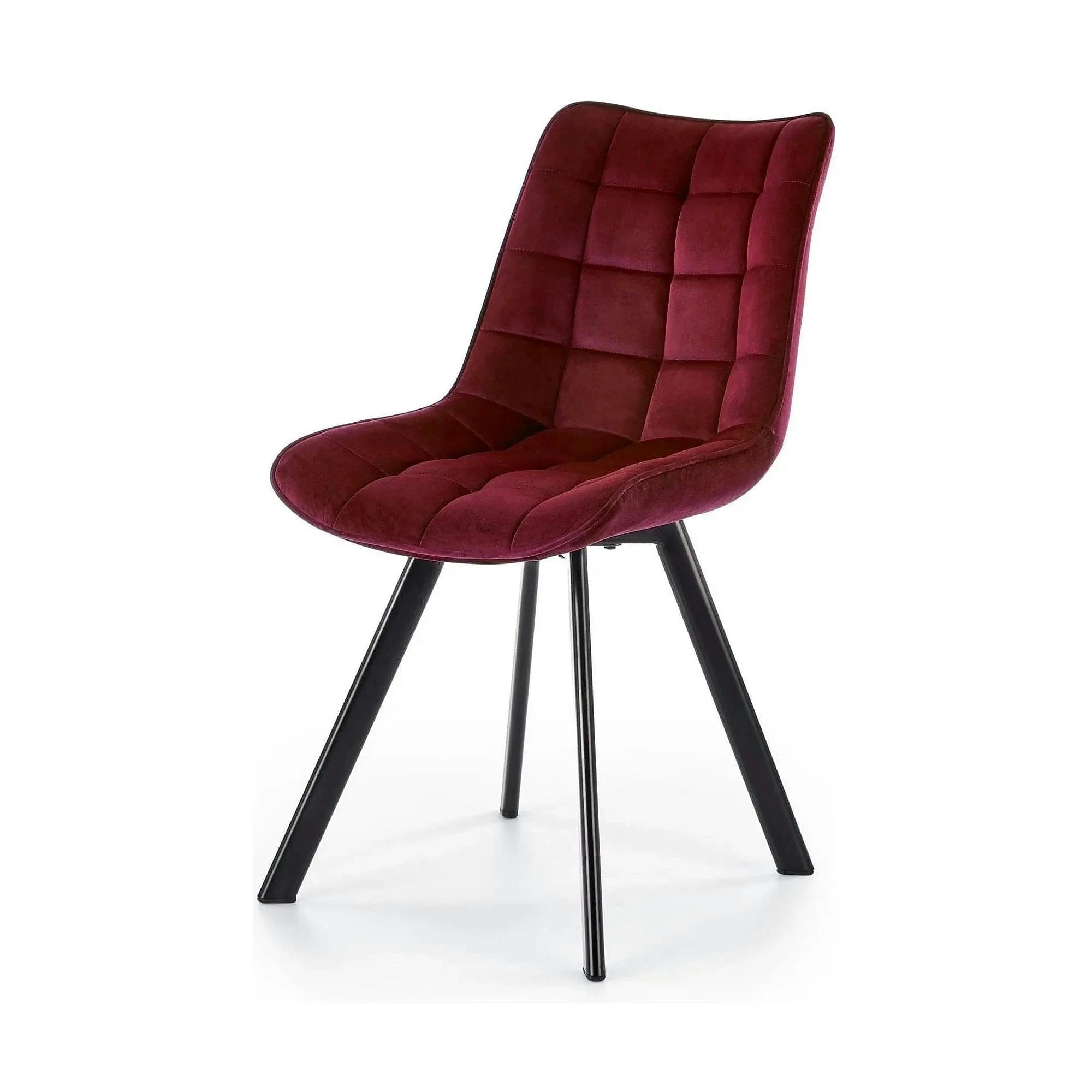 Scaun tapitat K332, visiniu/negru, stofa catifelata/metal, 46X61X84 cm
