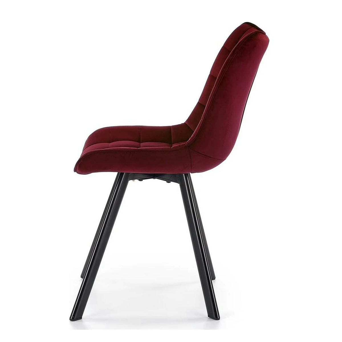 Scaun tapitat K332, visiniu/negru, stofa catifelata/metal, 46X61X84 cm