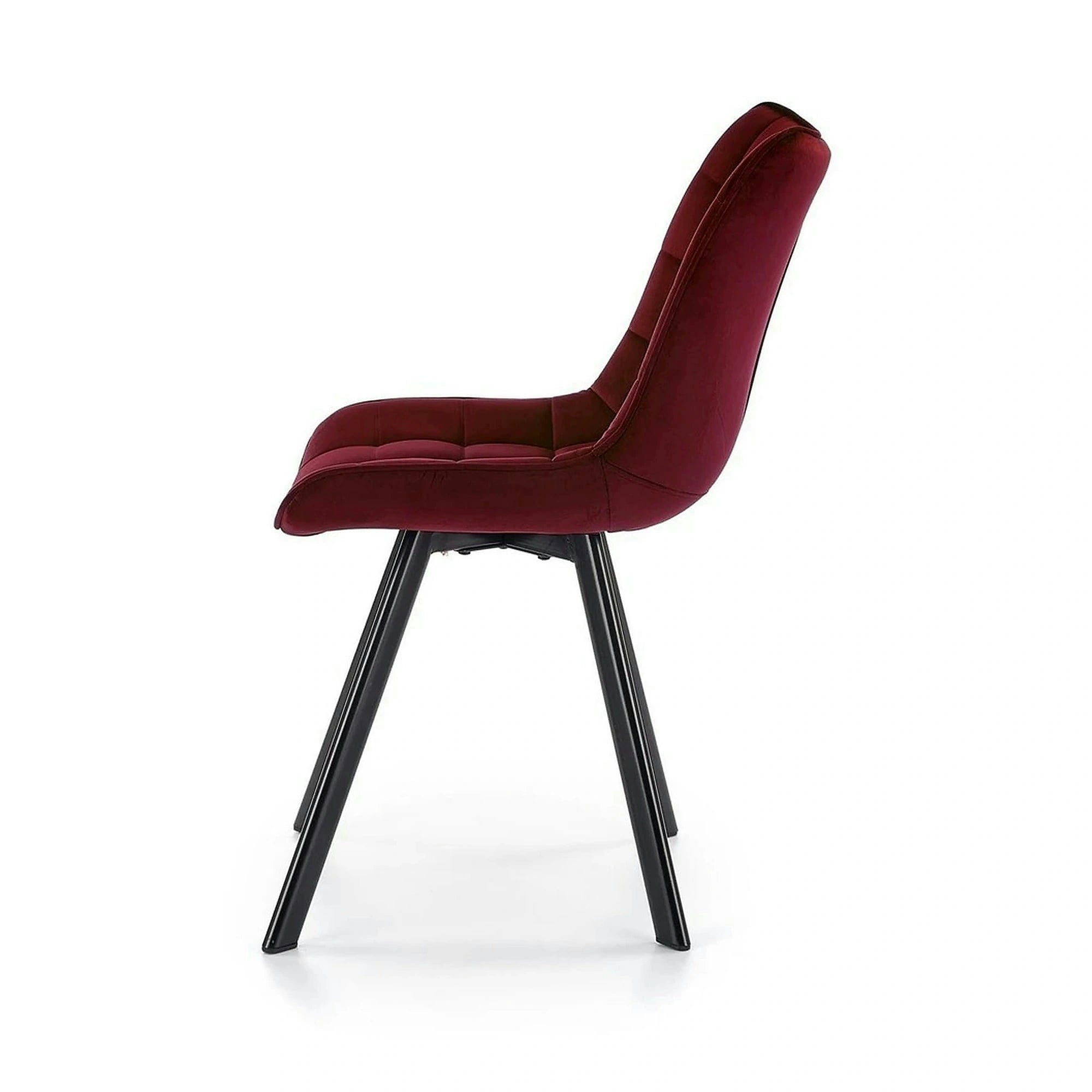 Scaun tapitat K332, visiniu/negru, stofa catifelata/metal, 46X61X84 cm